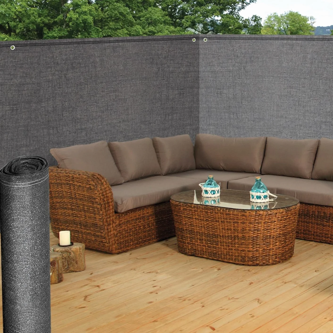Brise Vue renforcé 1,5 x 10 M Gris 90 GR/m²
