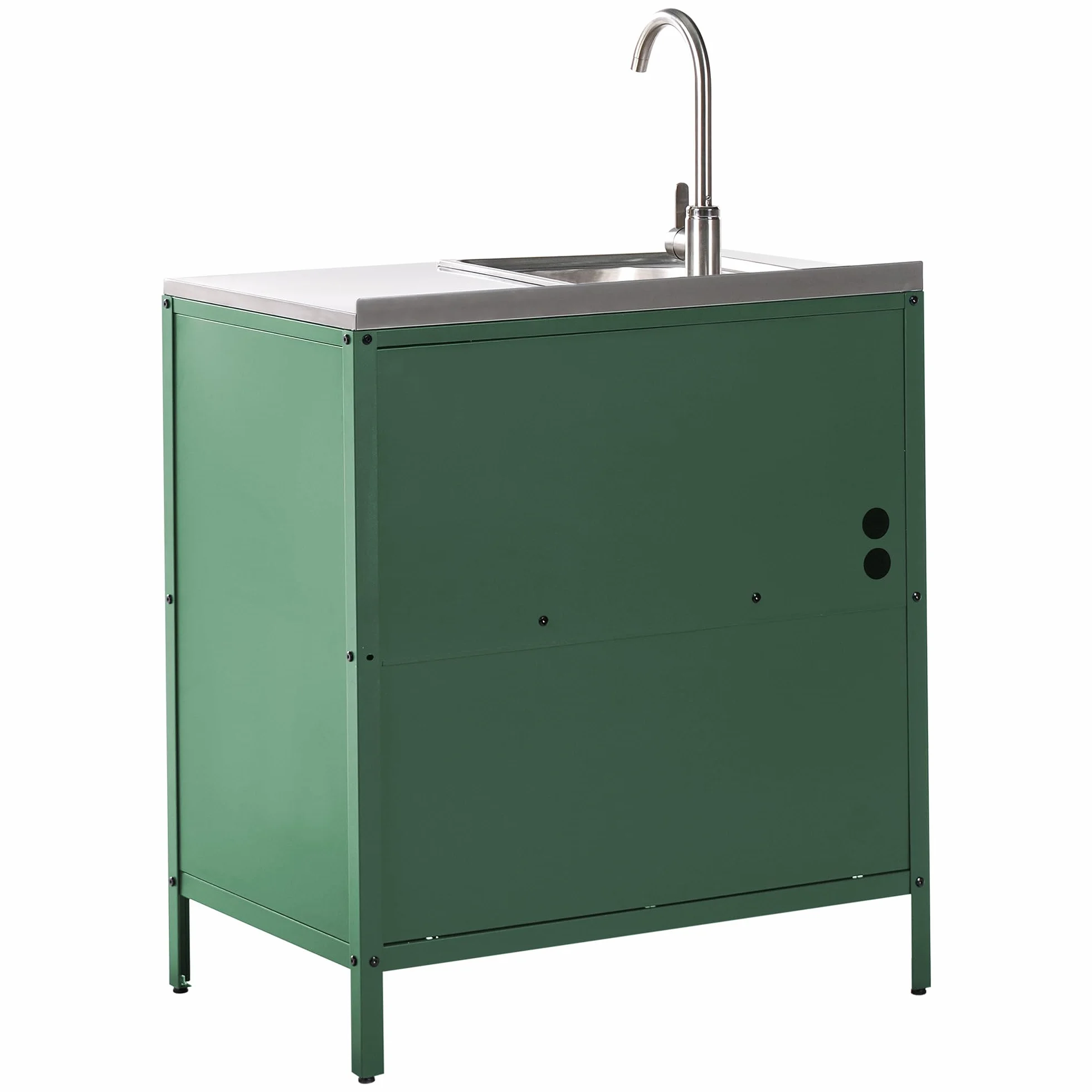 Beliani Commode de Jardin Noire Acier 2 Portes Evier Extérieure