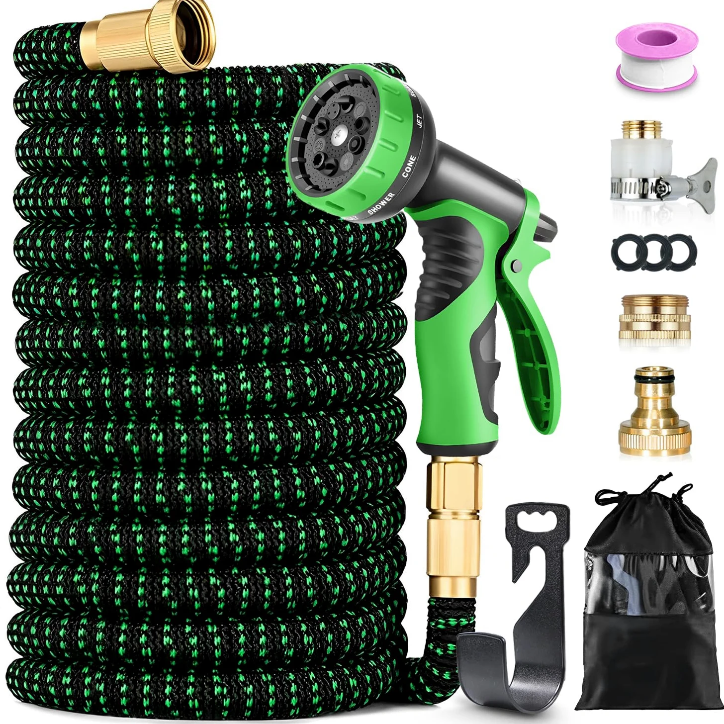 Tuyau d’Arrosage Extensible 30m, Tuyau Flexible Haute Pression avec Pistolet 10 Jets, Raccords Universels 1/2" et 3/4", Anti-Fuite, Léger et Résistant pour Jardin, Voiture et Nettoyage Extérieur