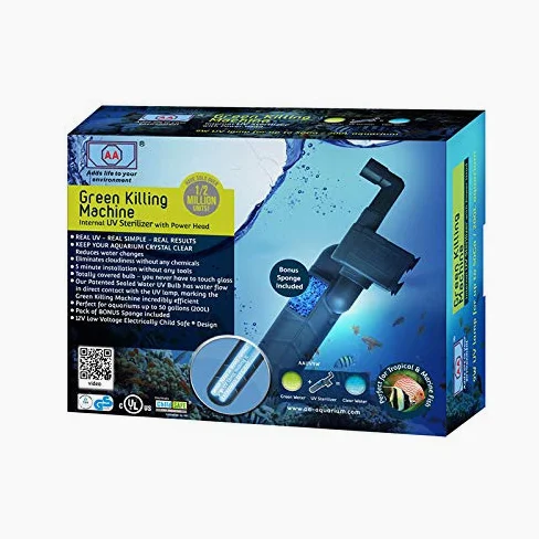 Green Killing Machine Purificateur UVC pour Aquarium (GKM) | Filtre UV | Pompe incluse | Pas de filtre extérieur nécessaire | Stérilisateur pour réduire les germes | Purificateur d'eau et destructeur