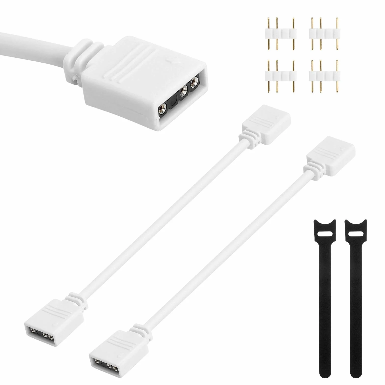 HENGBIRD Lot de 2 Câbles d'Extension ARGB 5V 3 Broches 30 cm Connecteur pour Bande LED Répartiteur Blanc