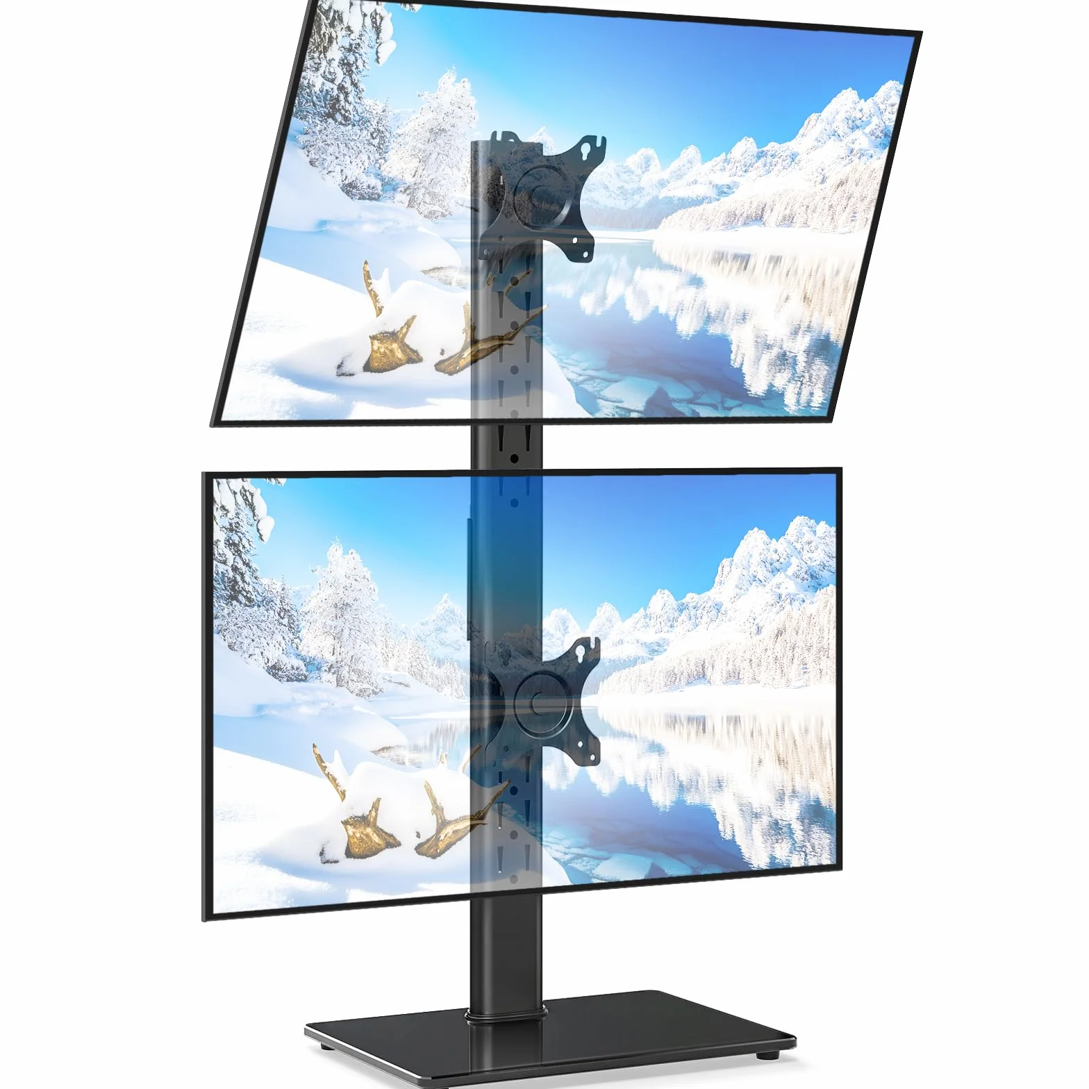 Support Double Écran PC 13-38 Pouces, Support Vertical Bureau VESA 75x75/100x100 mm 20 kg