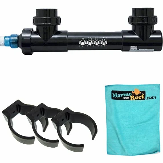 Aqua Ultraviolet Stérilisateur UV classique 25 W, noir, 5,1 cm, trois clips de montage et lot de serviettes (3 articles)
