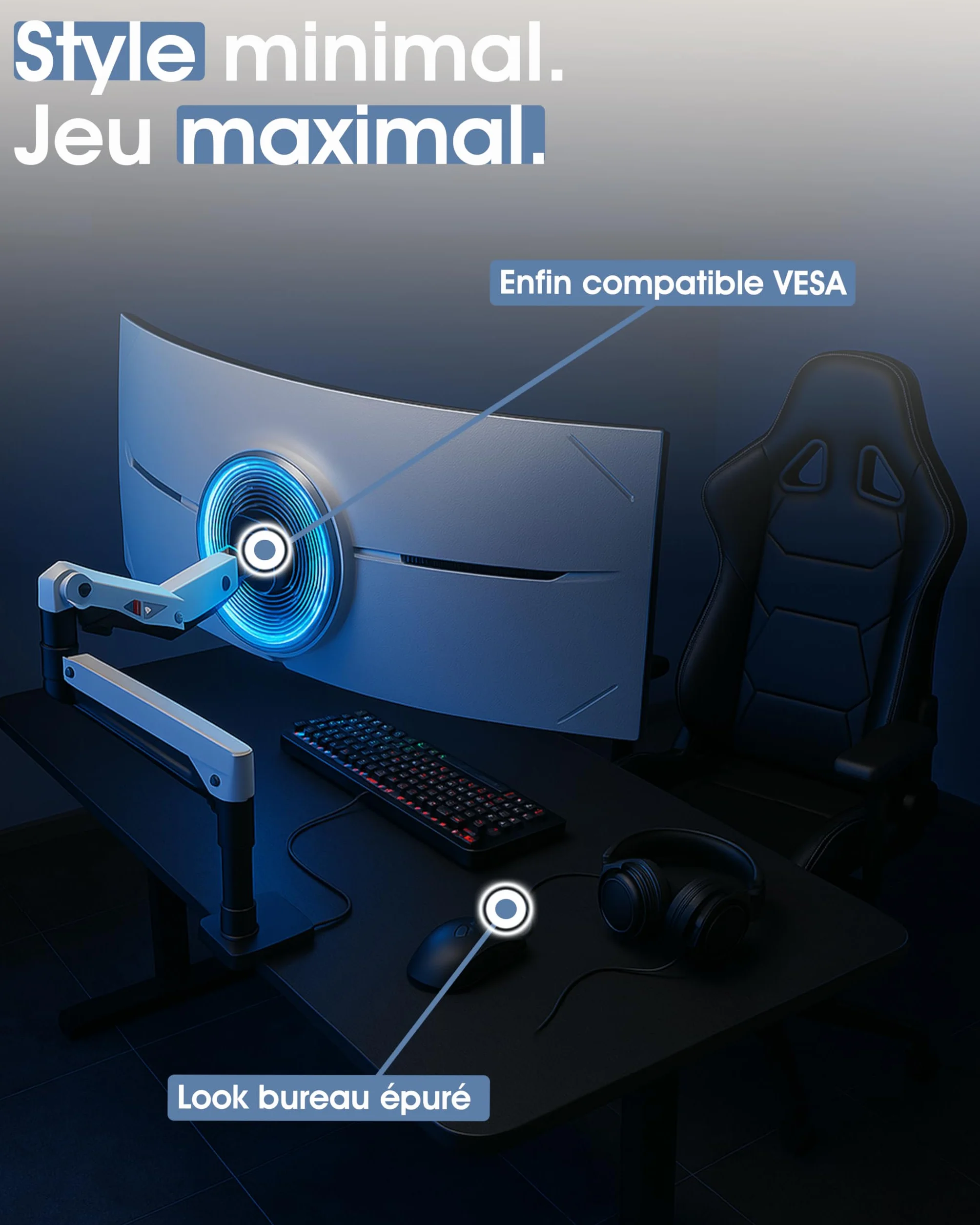 3IDEE Adaptateur VESA Samsung Odyssey G7 G6 CRG9 CHG9 CHG90 Support Moniteur VESA 75x75