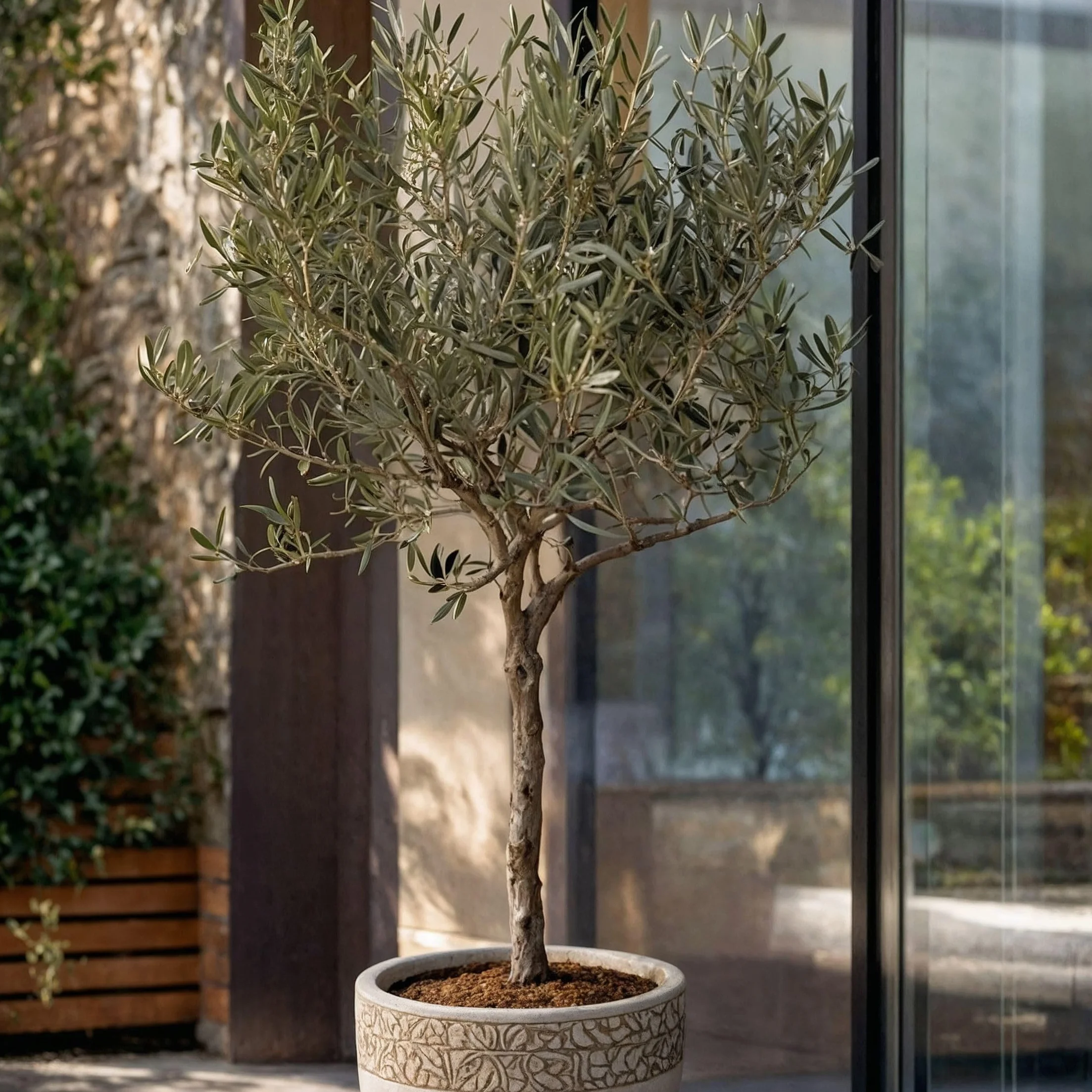 Olea Europaea Olivier exterieur Set de 2 Pot 14cm Hauteur 50-60cm