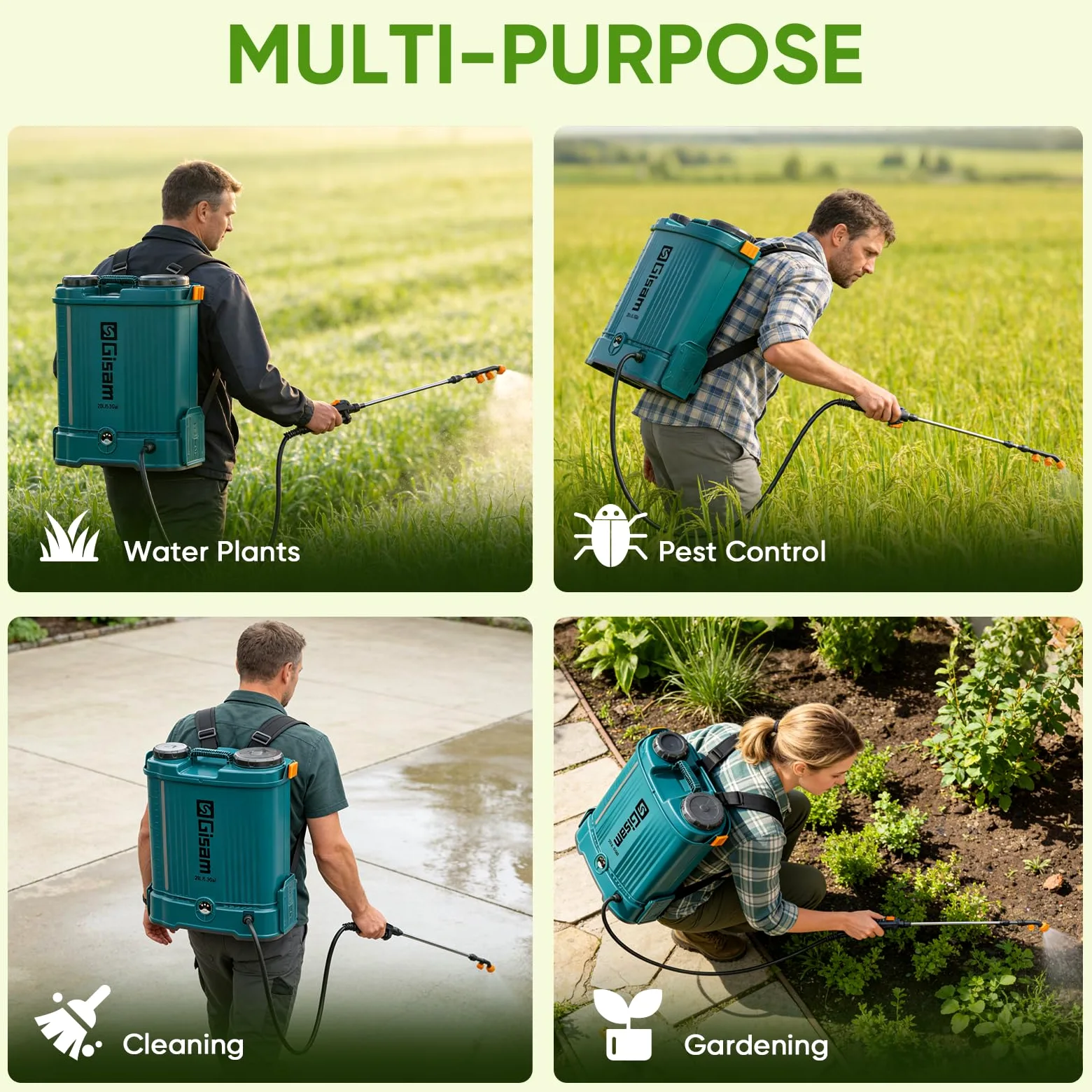 20L Pulverisateur Electrique, Pulvérisateur de Jardin 120 PSI avec 2 * 2.0Ah, 5 Buses, Perche Télescopique pour L'arrosage, La pulvérisation de Pesticides et Le Nettoyage D'appareils (Bleu-1)