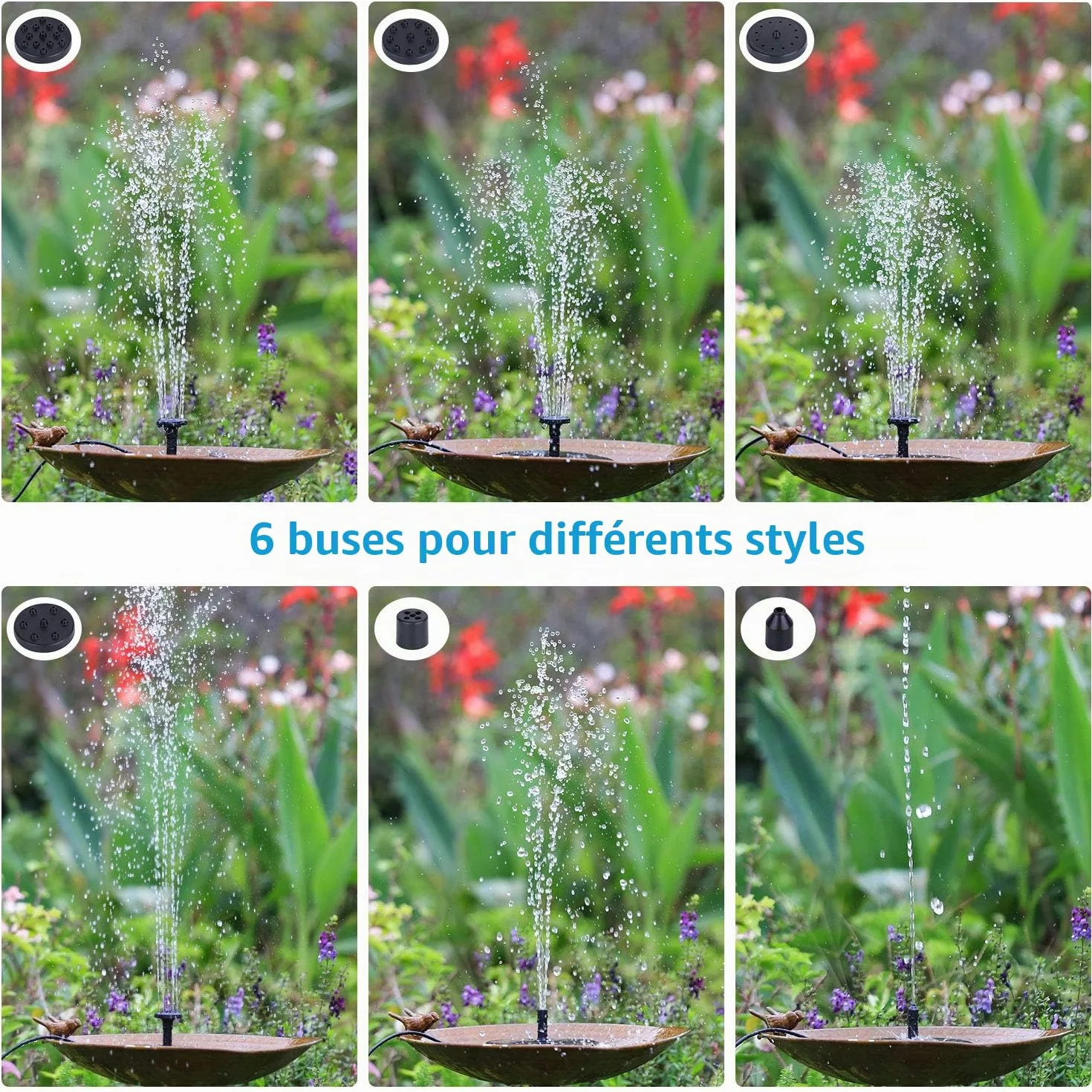 AISITIN Fontaine Solaire Flottante 5,5 W avec Batterie | Pompe pour Bassin Jardin Aquarium Bain d'Oiseaux et Étang Extérieur