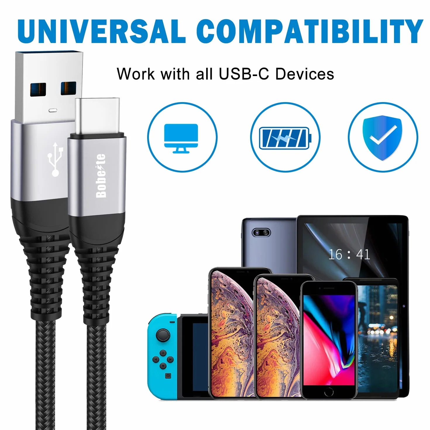 Câble USB C Charge Rapide 1M pour Samsung Galaxy S22 S23 S21 S20 Ultra S10 S9 S8