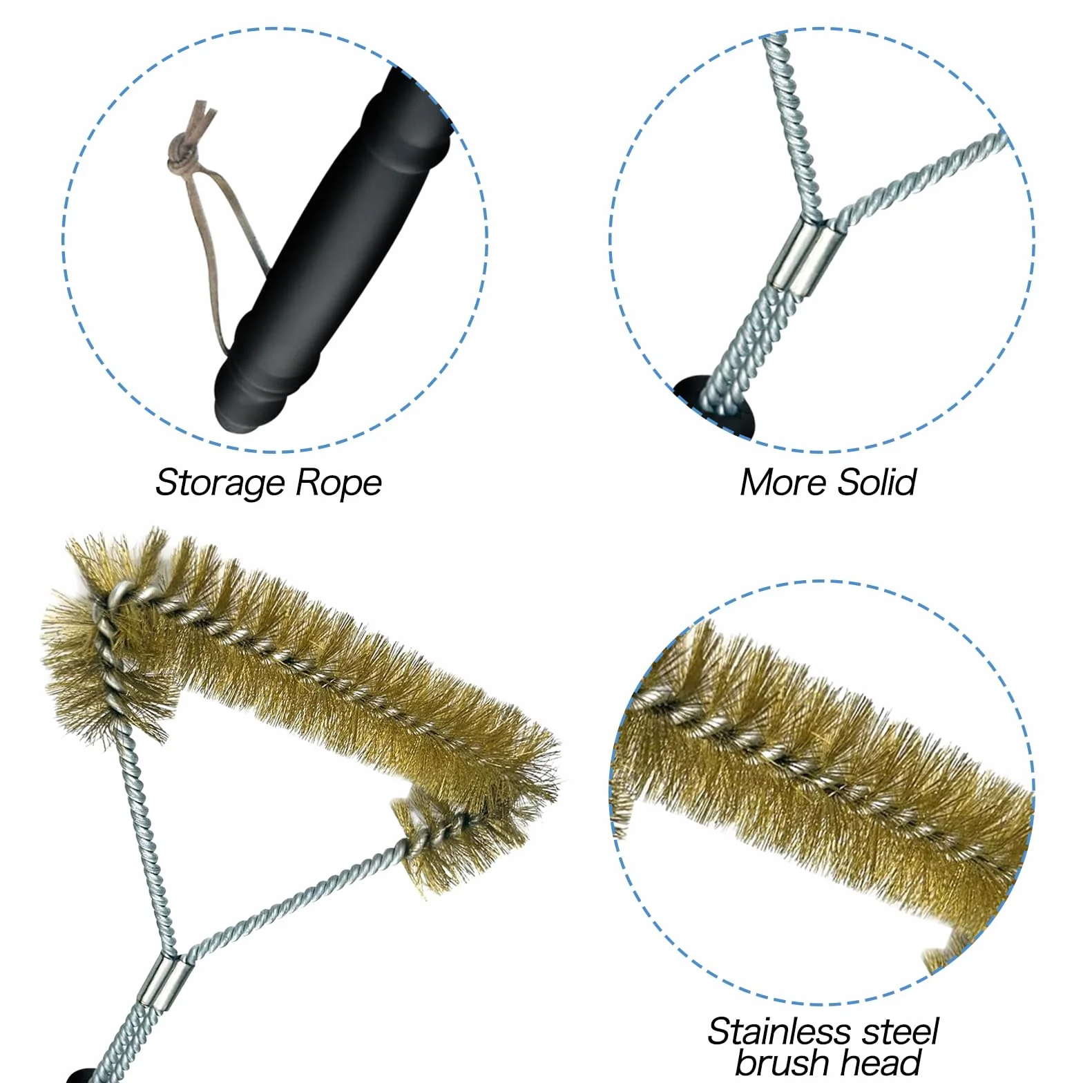 Lot de 2 lève-grille barbecue résistants à la chaleur + brosse 3 côtés, acier inoxydable, accessoires camping