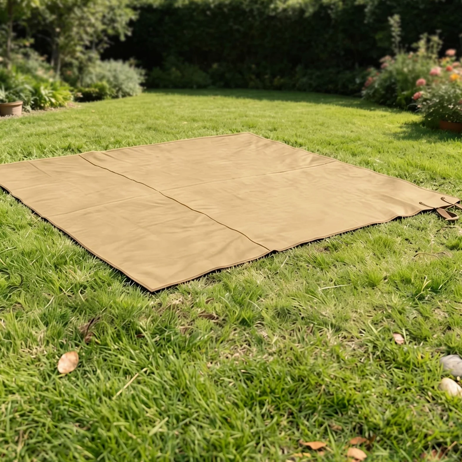 Tapis de Pique-nique Étanche Plaid Couverture Nappe Tapis Tissu Oxford 600D avec PVC Portable avec Poignée Rangement Compact Adapté Jardin Camping Sport en Plein Air, Vert Armée, 210 300CM