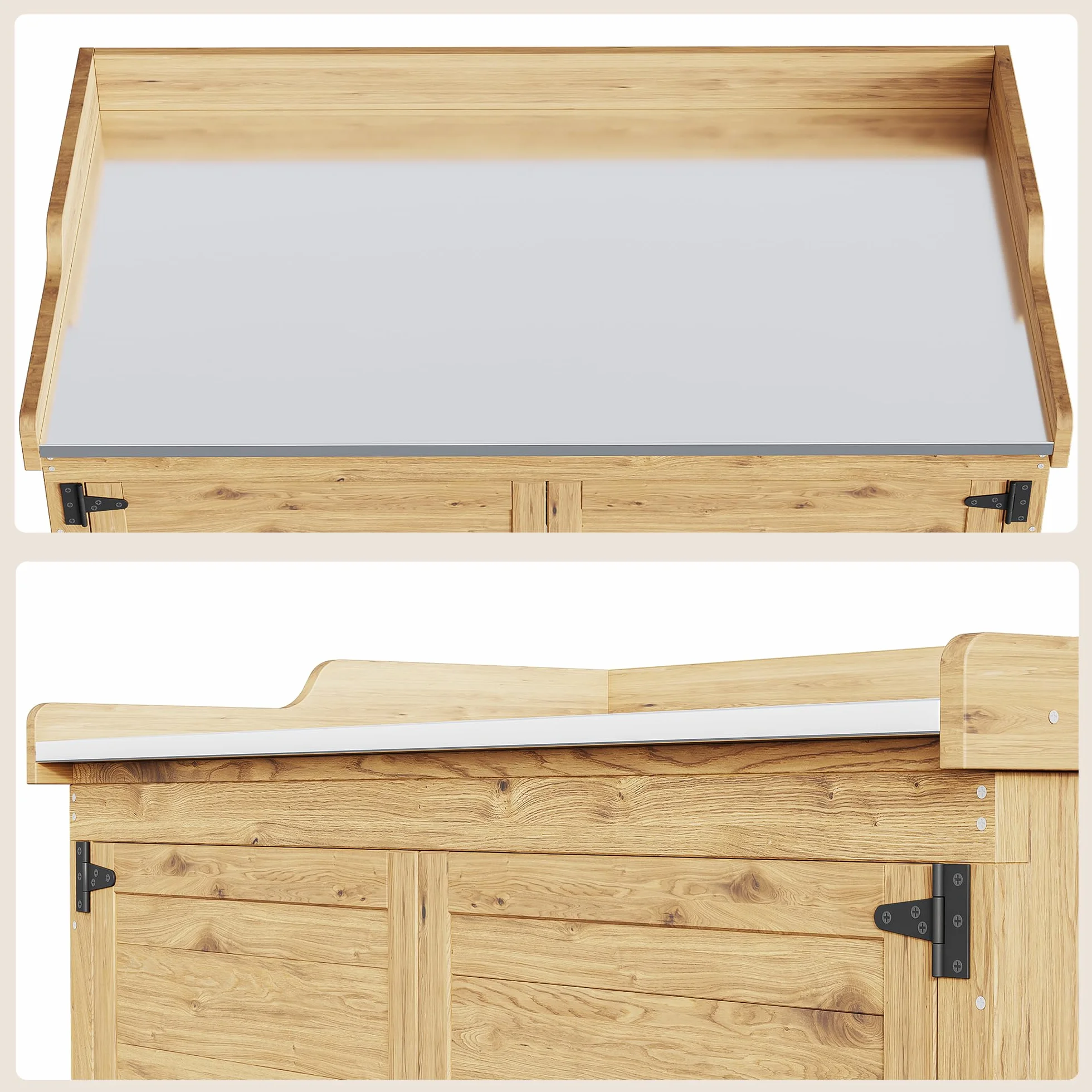 Bealife Table à Plantes avec Rangement 98x48x95 cm Naturel