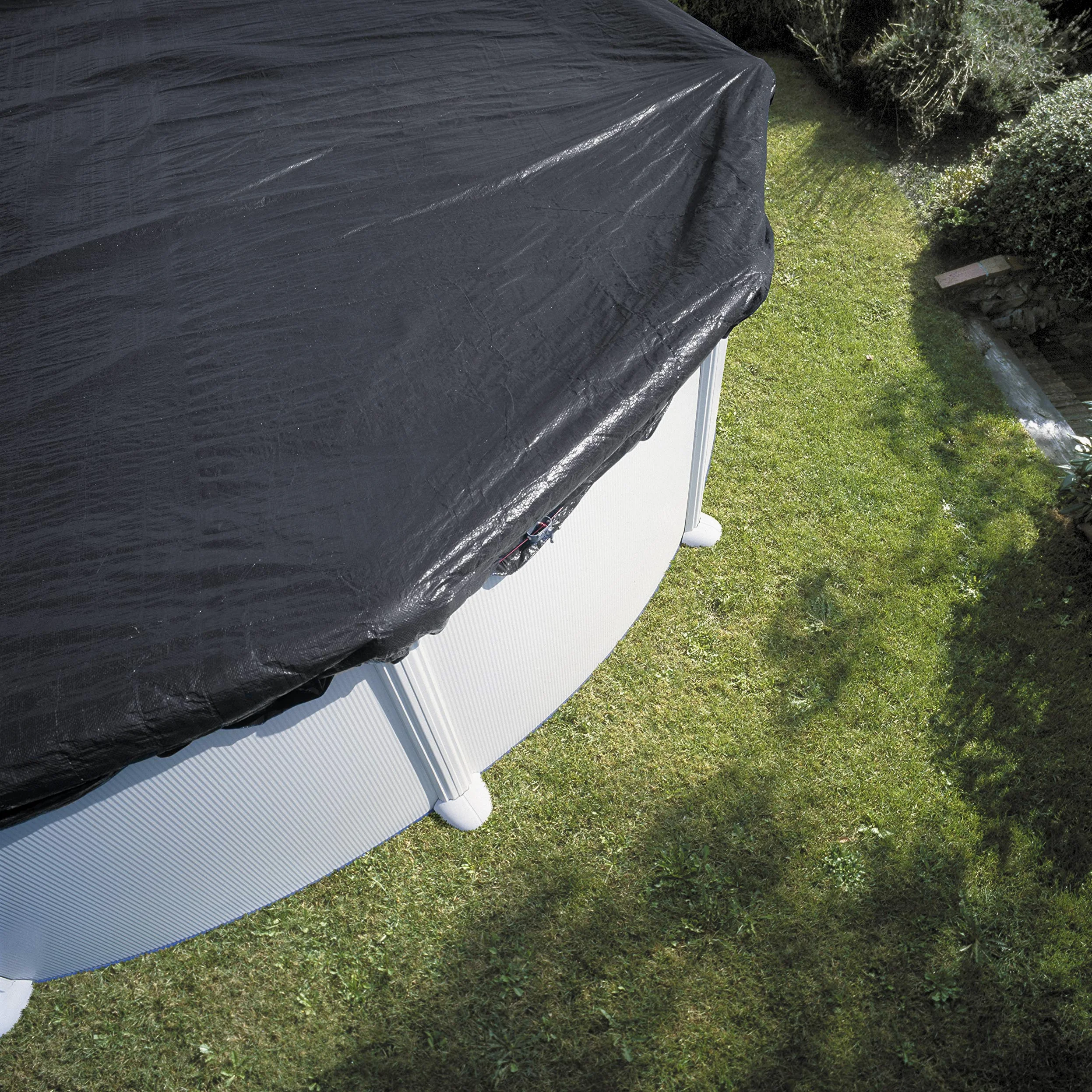 Gre CV450 - Bâche d'été pour Piscine Ronde de 450 à 460 cm de diamètre, Couleur Bleue & GBC GRE CIPR451 Bâche Hiver pour Piscine Ronde ø460, Noir, 120 g/m²