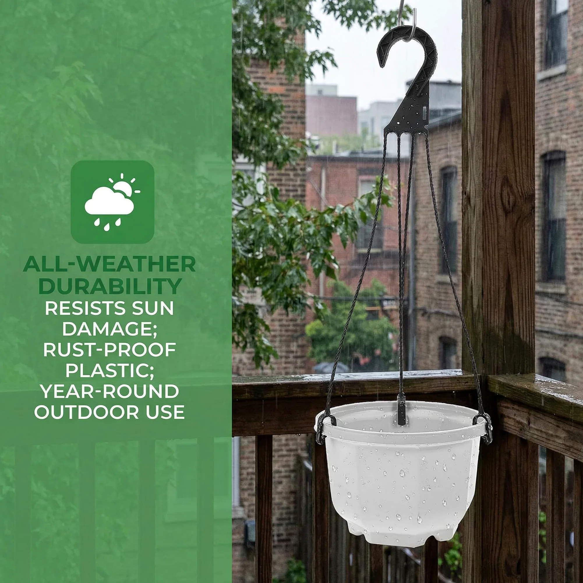 Toddmomy Lot de 5 crochets de lavabo suspendus en plastique pour pots de fleurs, pots de fleurs d'extérieur pour plantes, paniers à fleurs suspendus d'extérieur pour suspendre les pots de fleurs