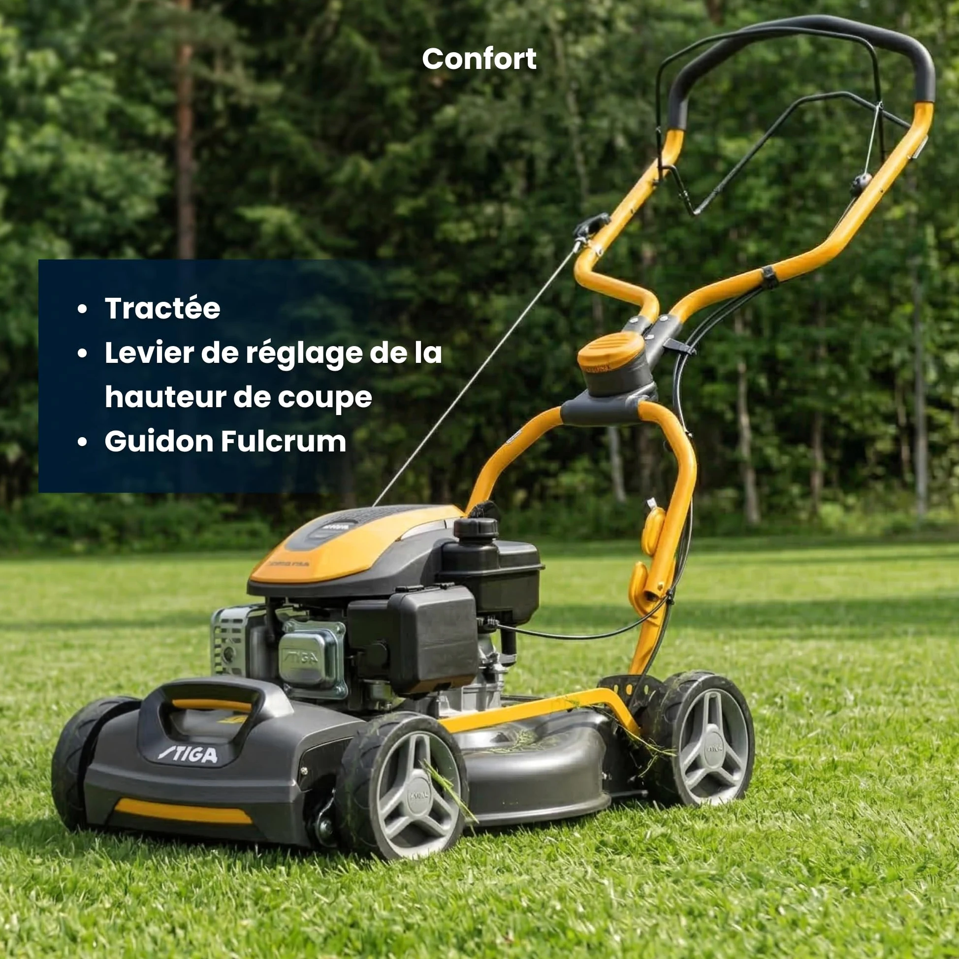 STIGA Multiclip 747 SD Tondeuse Thermique, 139 CC, 45 cm – Mulching Intégré, Guidon Fulcrum – Pelouses, Gris