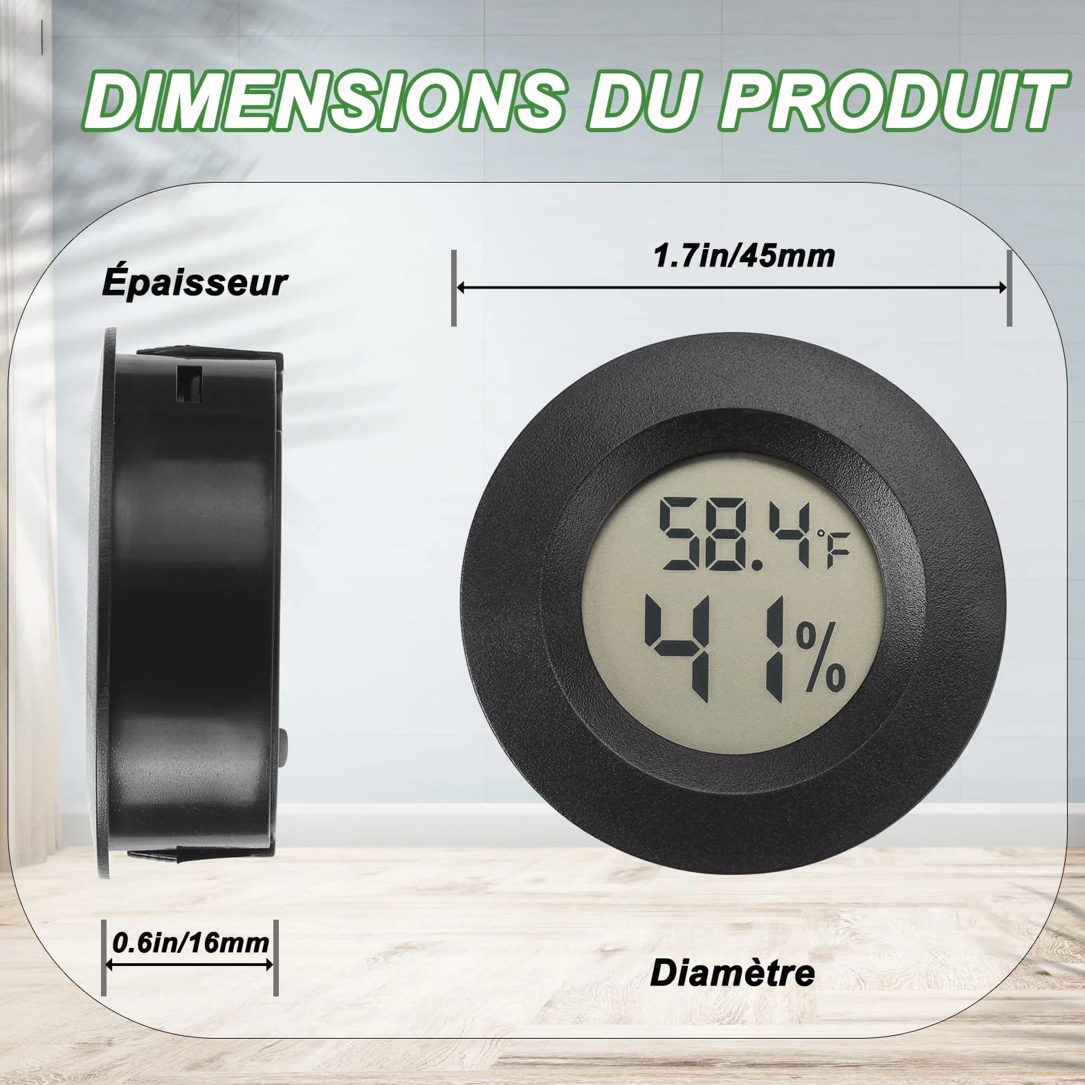 Thermomètre hygromètre numérique intérieur extérieur pour serre reptile cave lot de 2