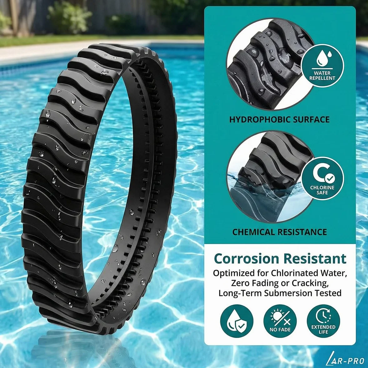 Courroie d'Entraînement de Chenille de Rechange Compatible avec Zodiac Mx8 Mx6 Baracuda pour Nettoyage de Piscine