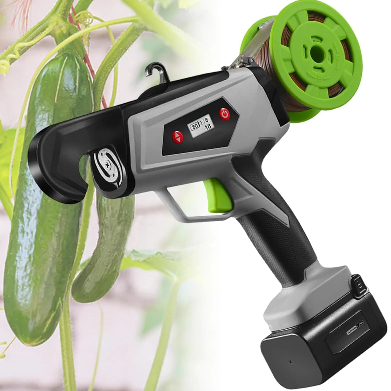 Attache-Vigne, Outil de Fixation pour Plantes de Jardin, avec écran numérique, Outil de Fixation pour légumes, Rapide et sans Danger pour Les Branches, pour tomates, concombres et Fruits