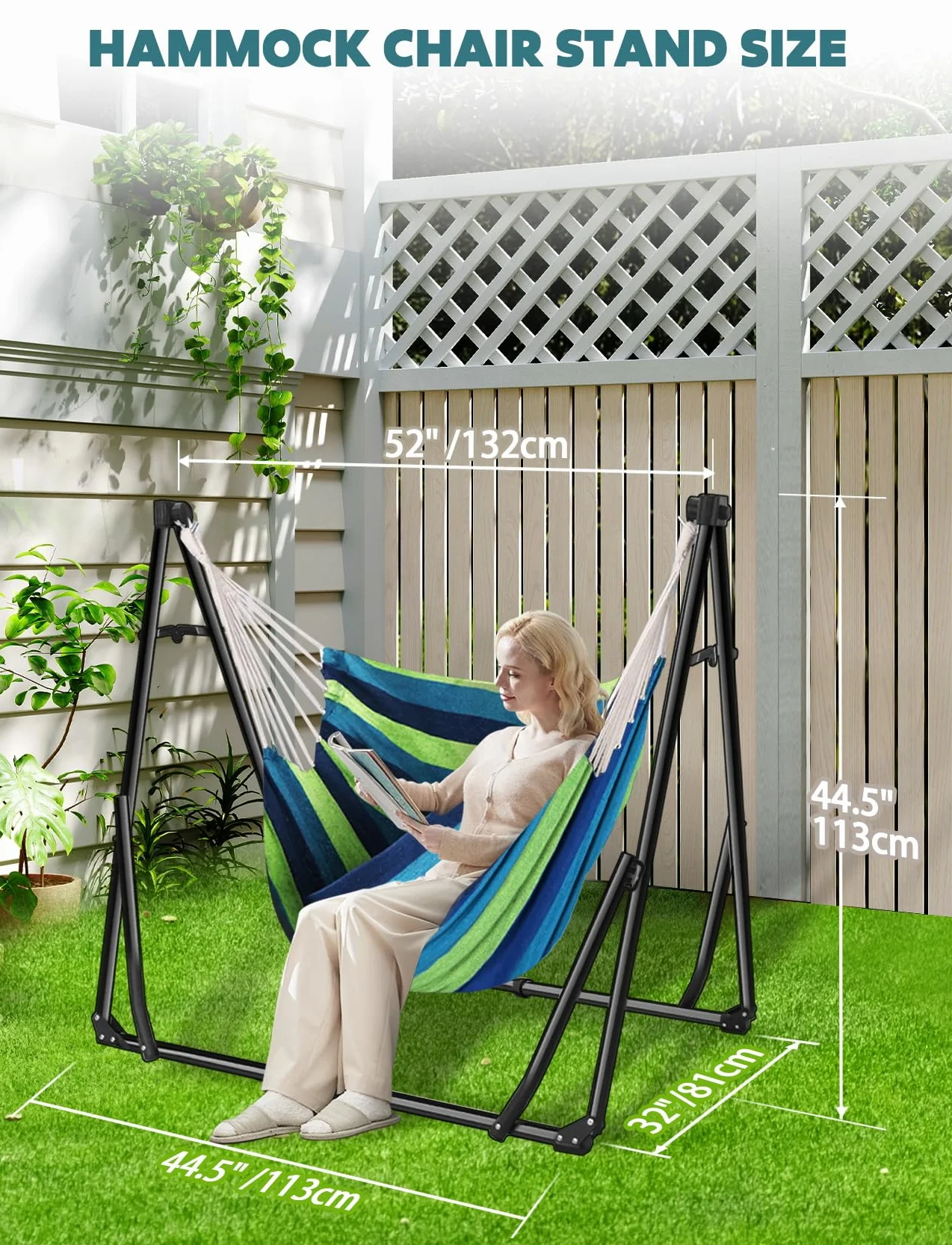ANYOO Hamac avec Support Pliable Portable Double Usage Intérieur Extérieur
