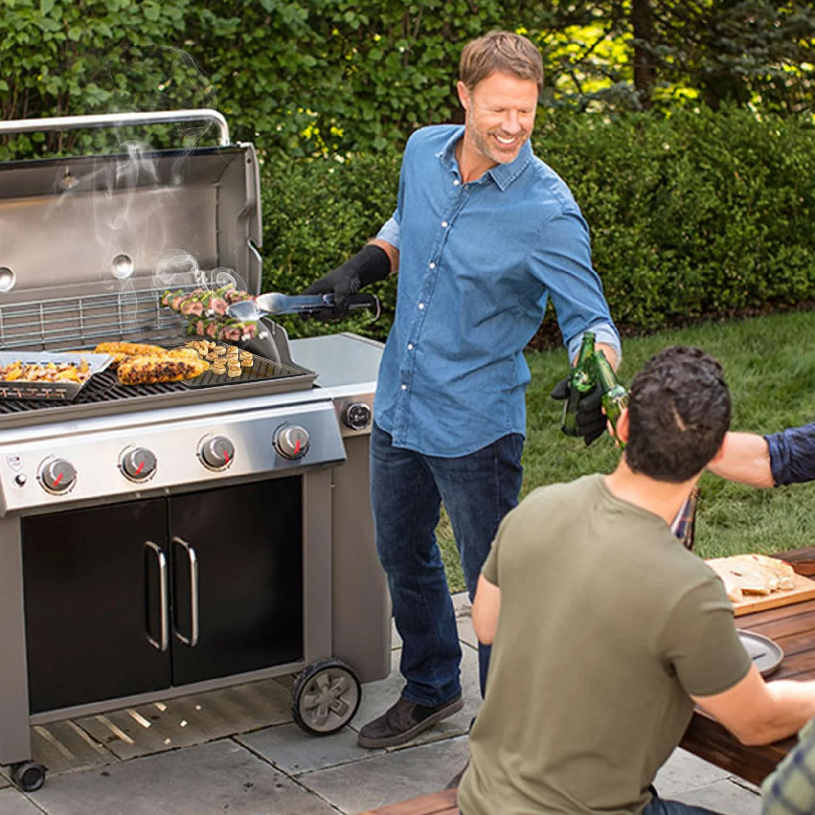 onlyfire Plaque de Cuisson Réversible 47 x 28 cm pour Barbecue à Gaz Weber Genesis II 400 LX400 - Fonte Plancha BBQ