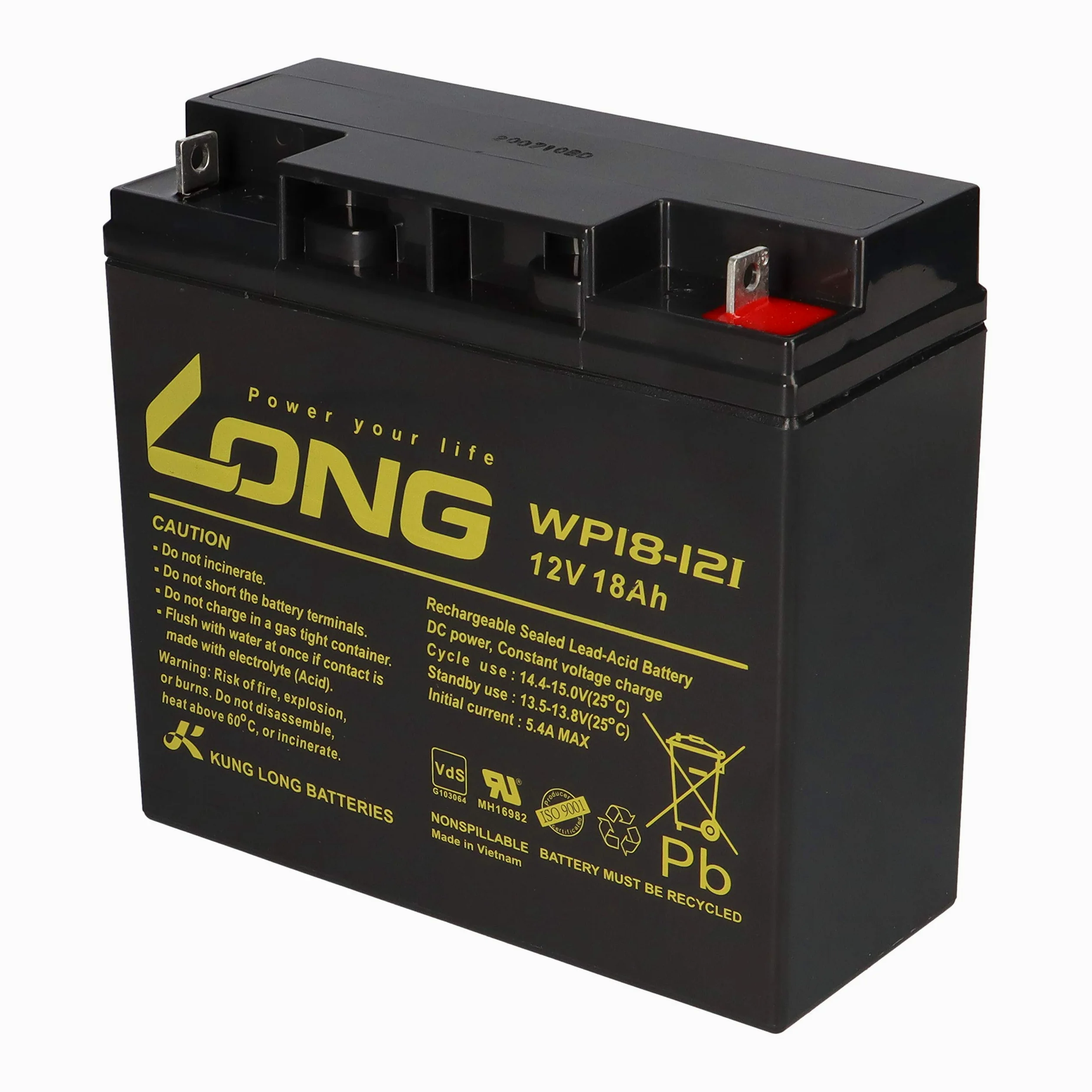 Batterie au plomb 18 Ah 12 V AGM WP18-12I résistante aux cycles pour tondeuse à gazon, tracteur de pelouse, tondeuse autoportée, bateau, scooter 17 Ah 19 Ah 20 Ah 22 Ah 23 Ah