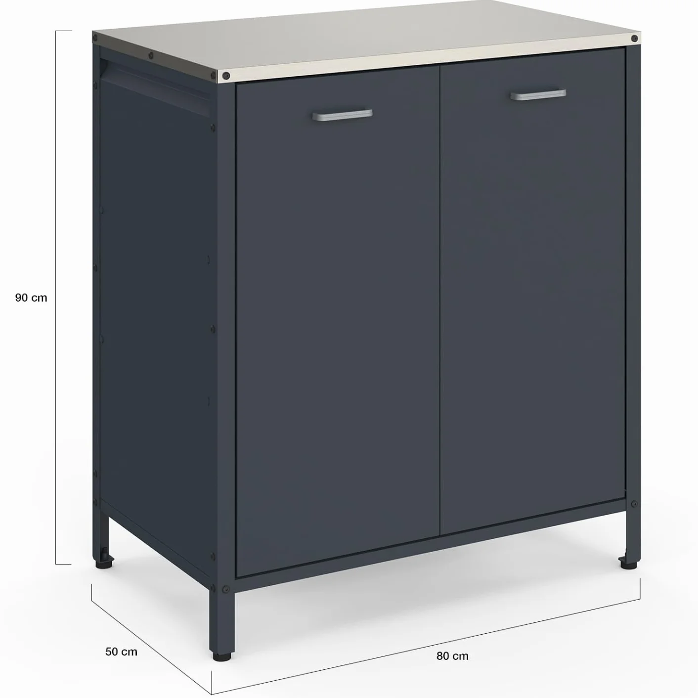 Meuble de Cuisine extérieure Pareo 2 Portes en Acier Gris Anthracite