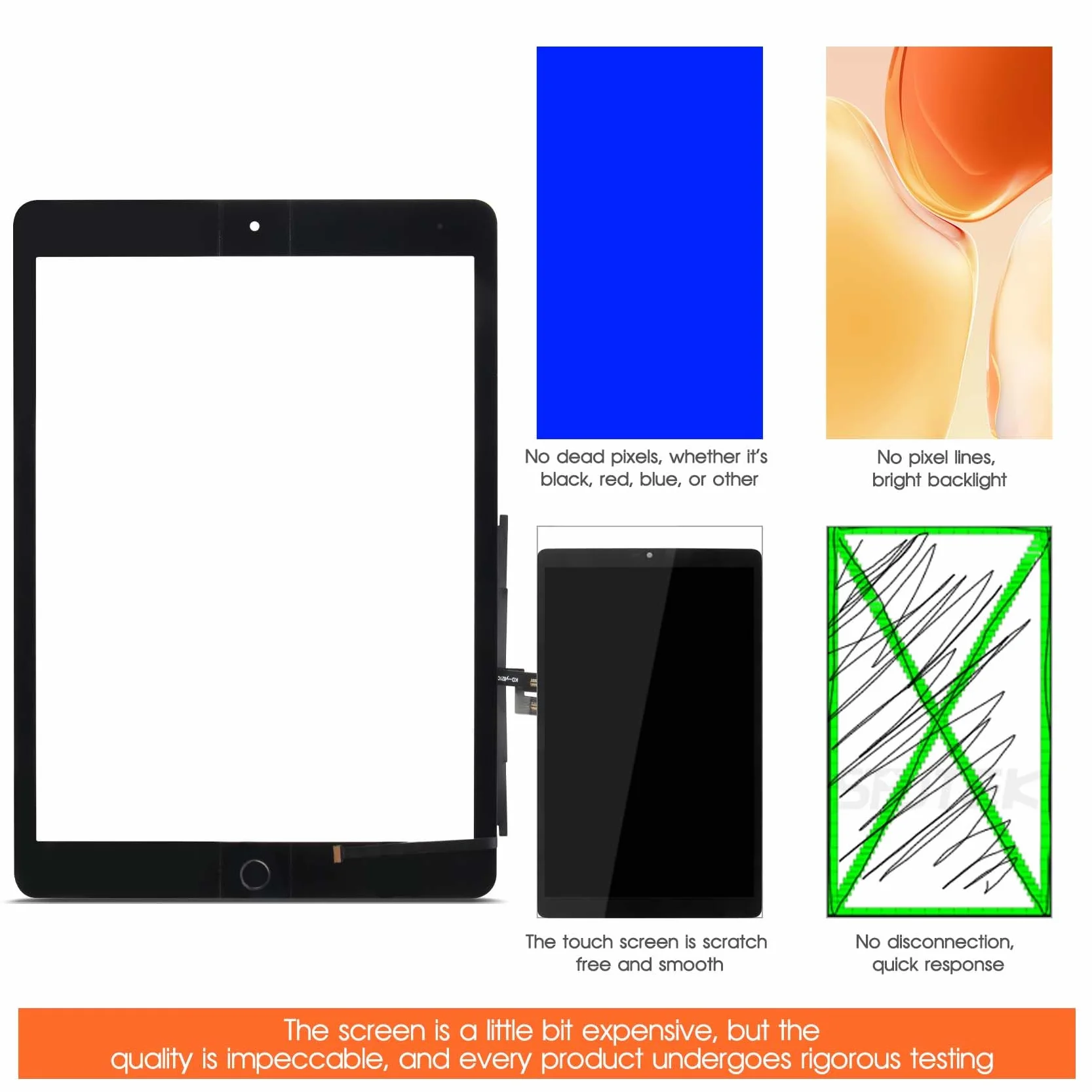 AGCUT Écran Tactile iPad 9 2021 10.2" Remplacement Digitizer avec Kit de Réparation Noir