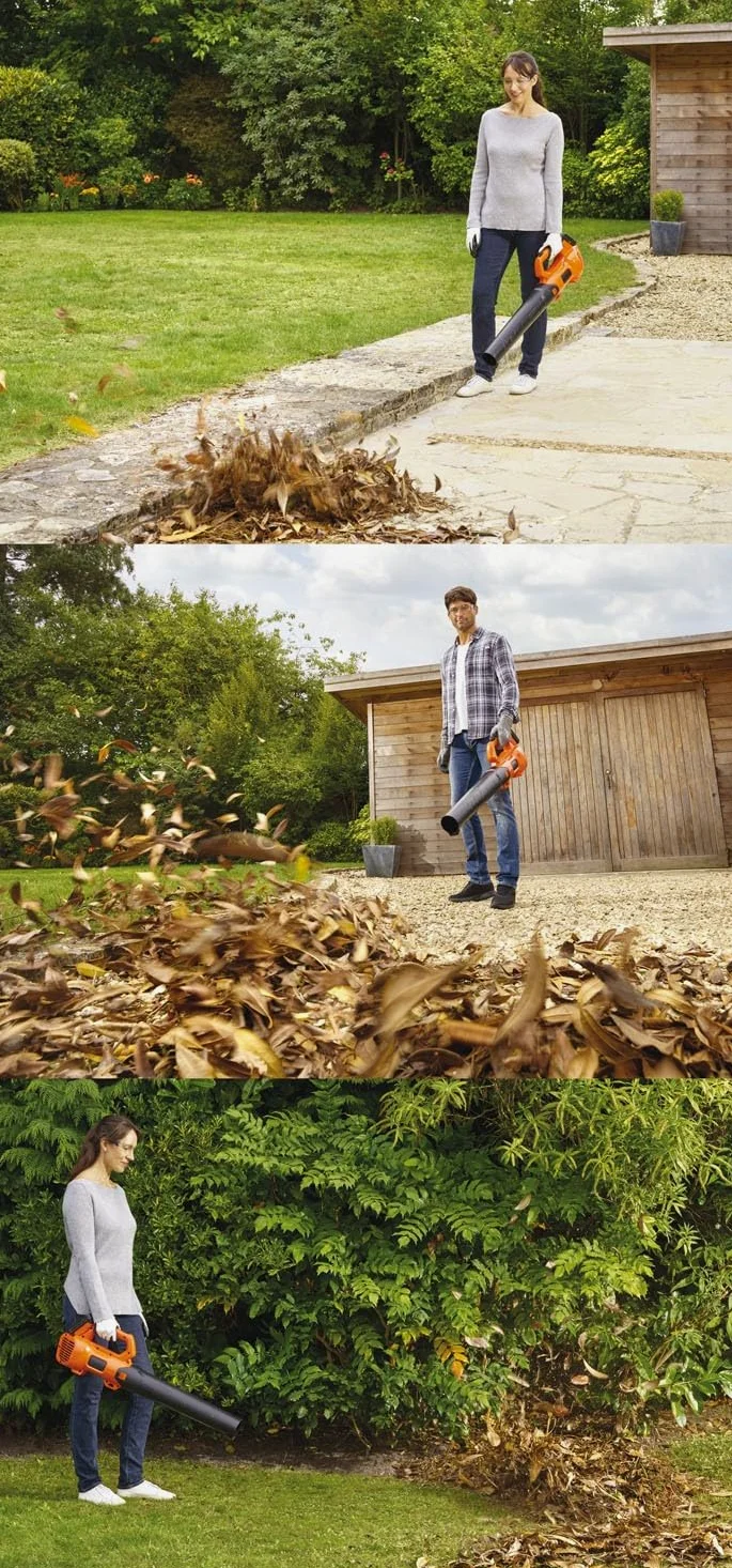 BLACK+DECKER BCBL200L-QW Souffleur axial sans fil - Vitesse de soufflerie : 209 km/h - 2 vitesses réglables - Racloir intégré, 18V, Orange