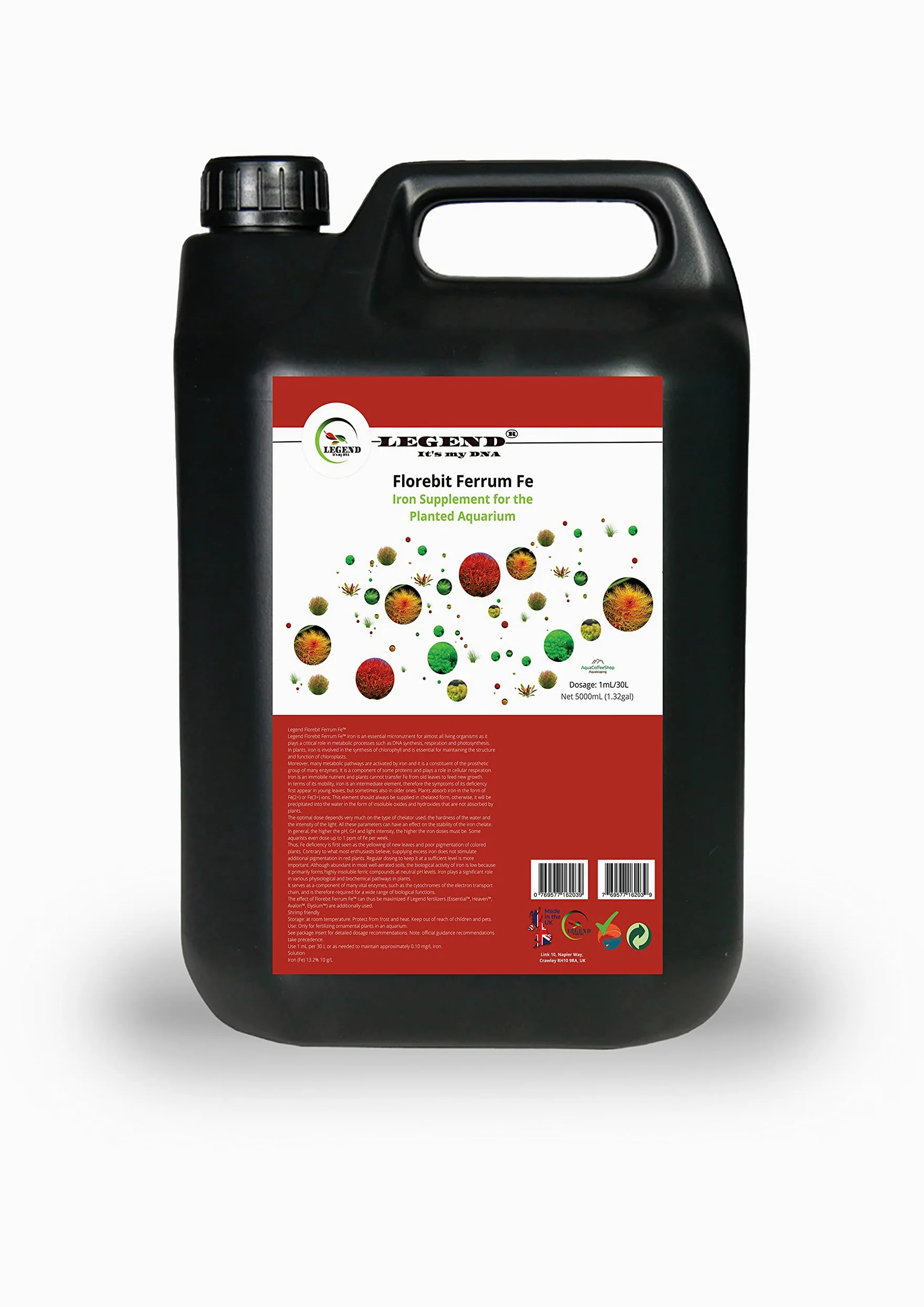 Legend Florebit Ferrum Fe™ Engrais pour plantes d'aquarium Rouge 100 ml 250 ml 500 ml 1000 ml