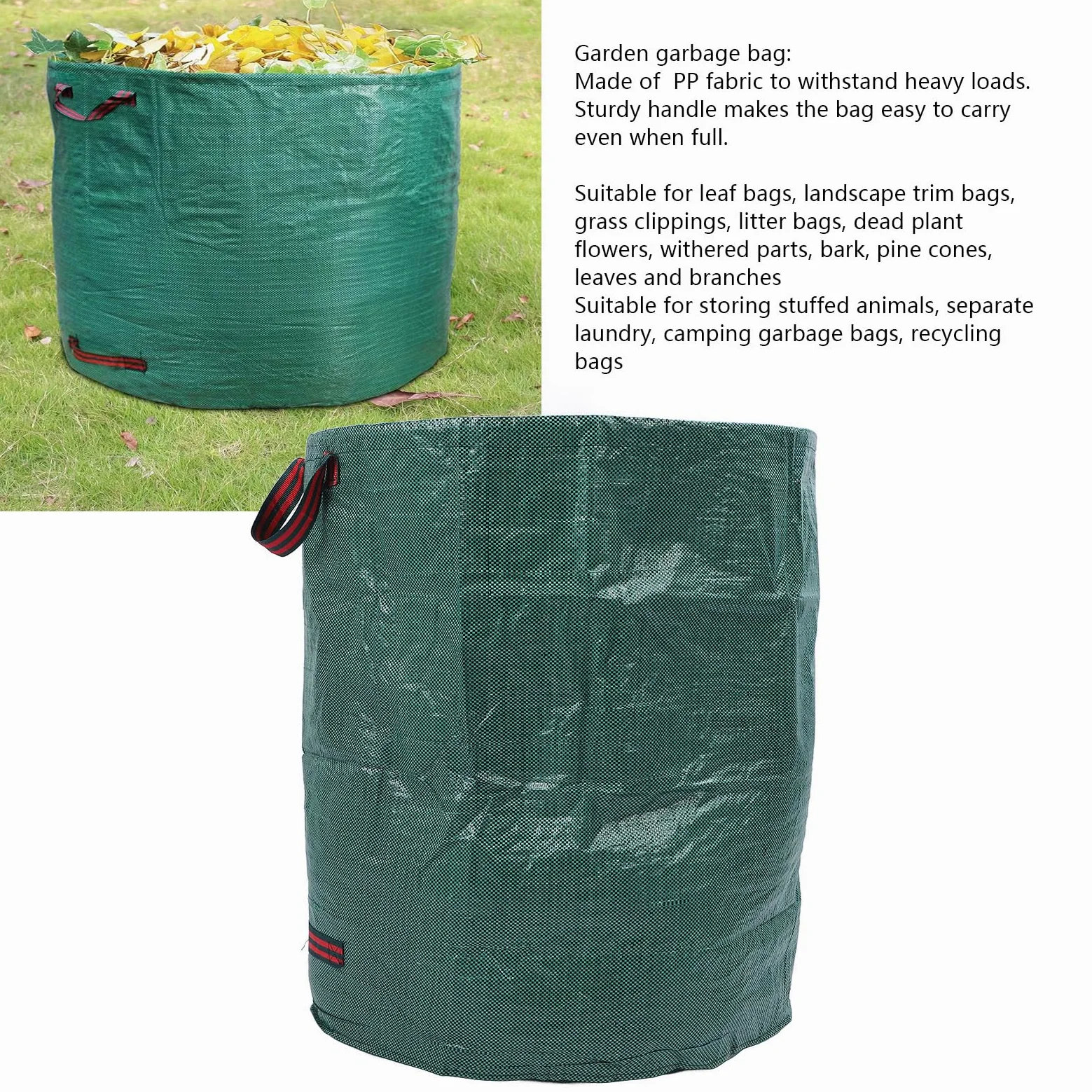 Generic Sacs à Feuilles de Jardin Réutilisables, 4 Pièces, Stockage Durable des Déchets de Grande capacité pour des Tâches de Jardinage Faciles, en Matériau PP (400L)