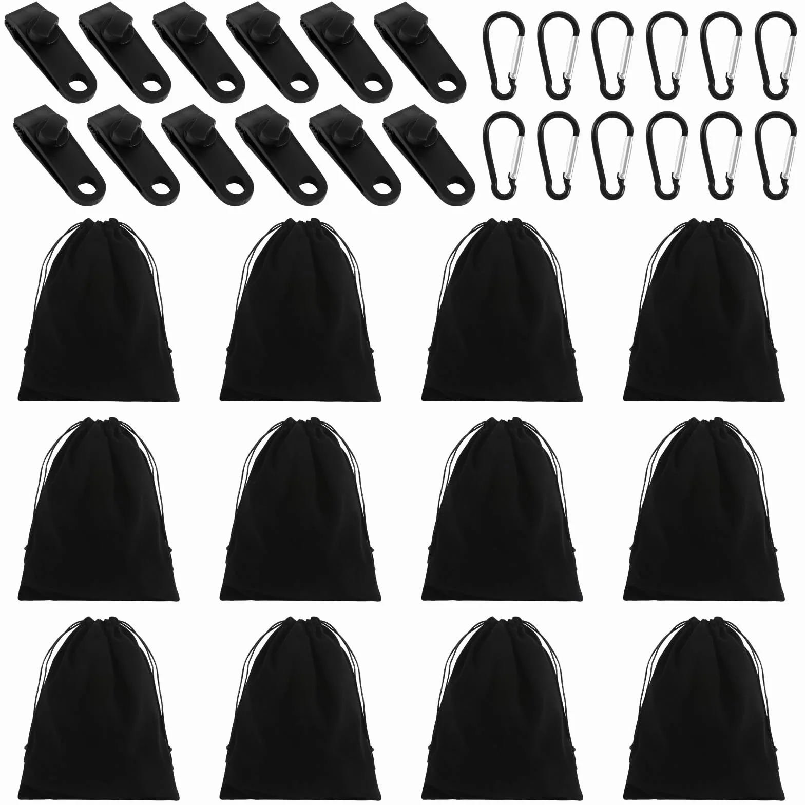 Lot de 12 poids pour rideau d'extérieur avec mousquetons et clips, sac pour pavillon et jardin