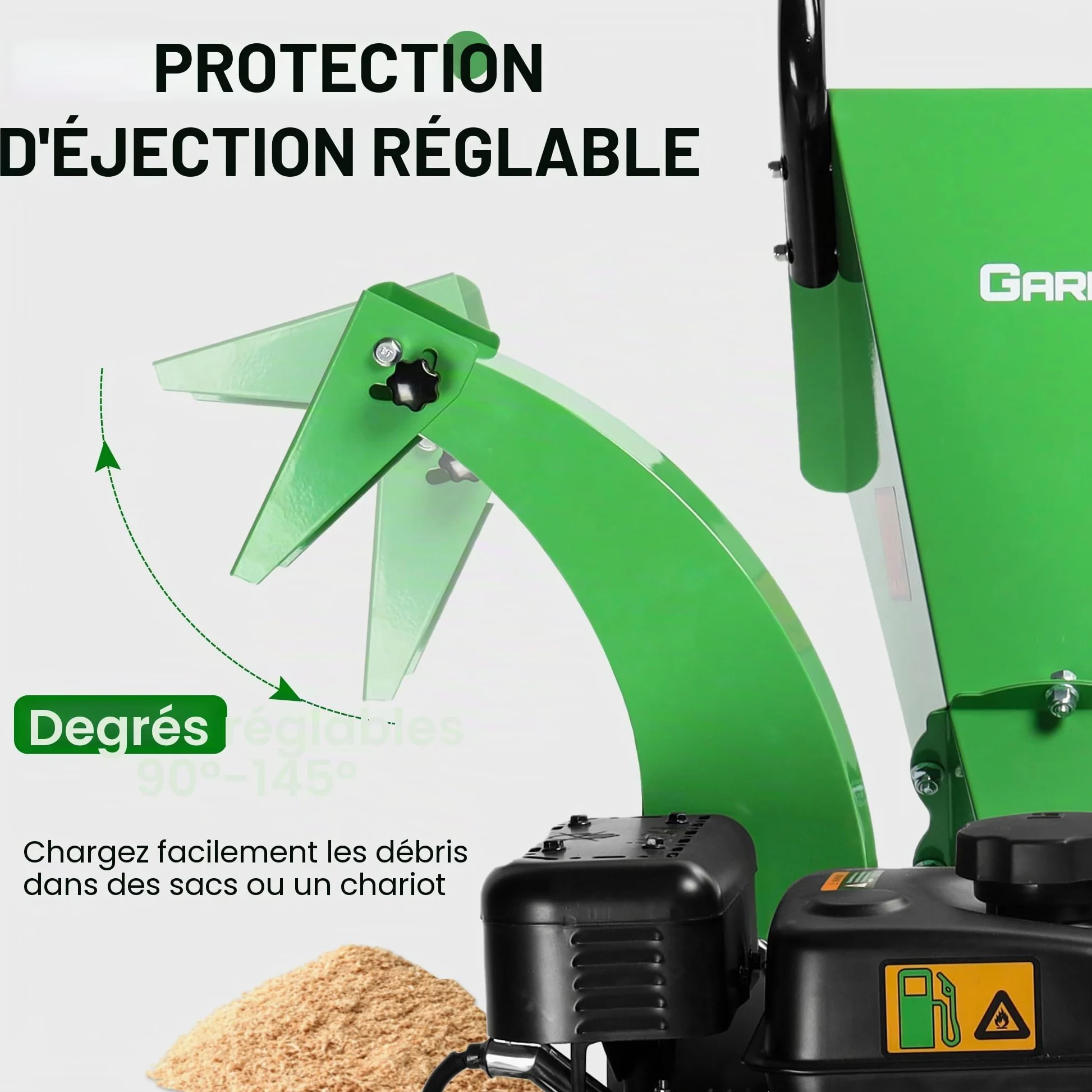 S3 Broyeur à bois, moteur à essence 4 temps 7 CV 212 cm³, épaisseur de branche max. 76 mm