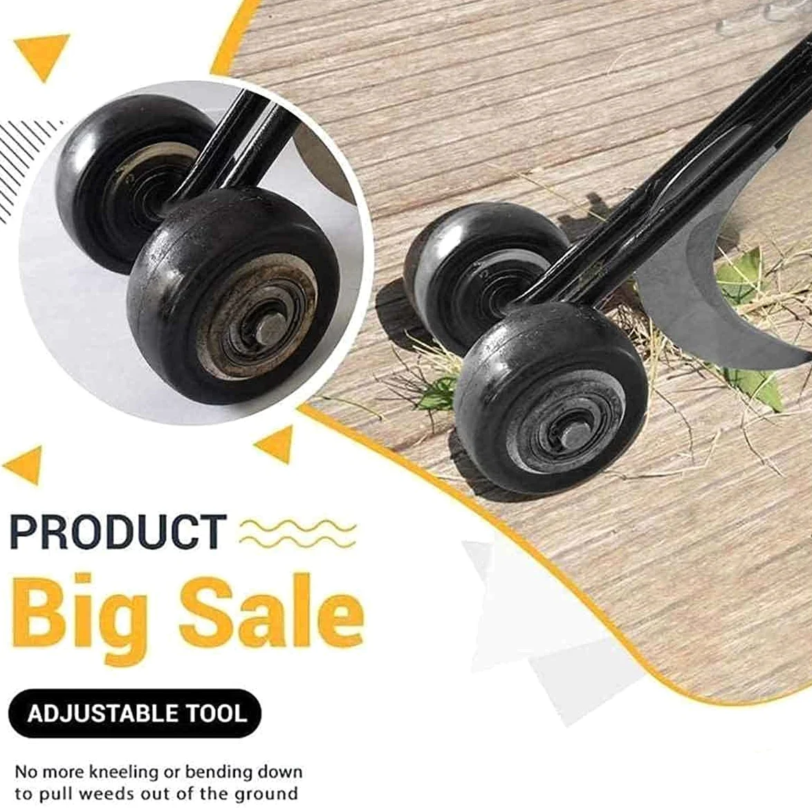 Outil de nettoyage de jardin avec roues – Idéal pour les dalles, les pavés et les patios – Désherbeur manuel facile à utiliser pour l'entretien du jardin sans effort