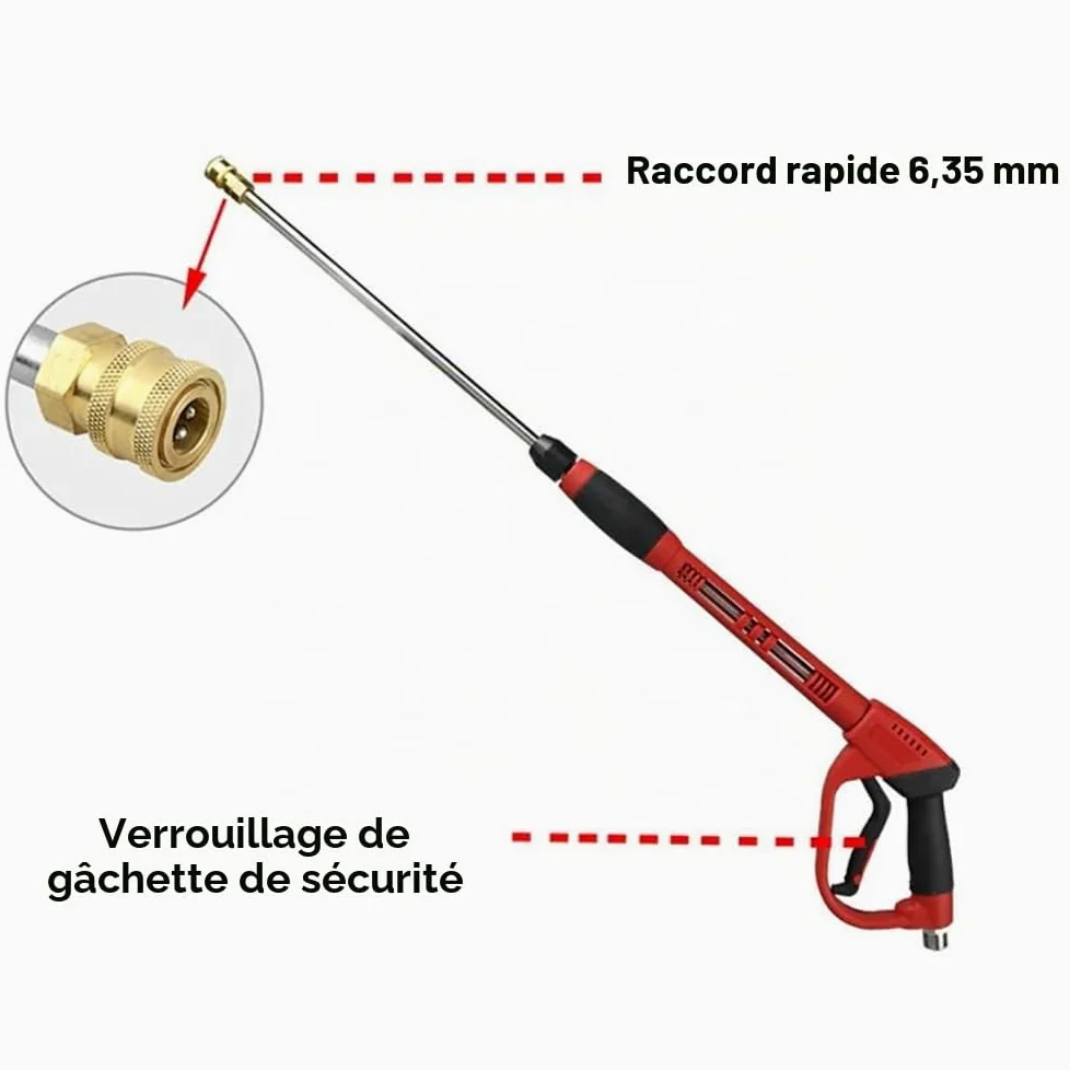 Lance Nettoyeur Haute Pression,Pistolet Nettoyeur Haute Pression,Pistolet Haute Pression,5000 psi Pistolet de nettoyage haute pression avec rallonge de rechange,5 embouts, Pour lavage des voitures