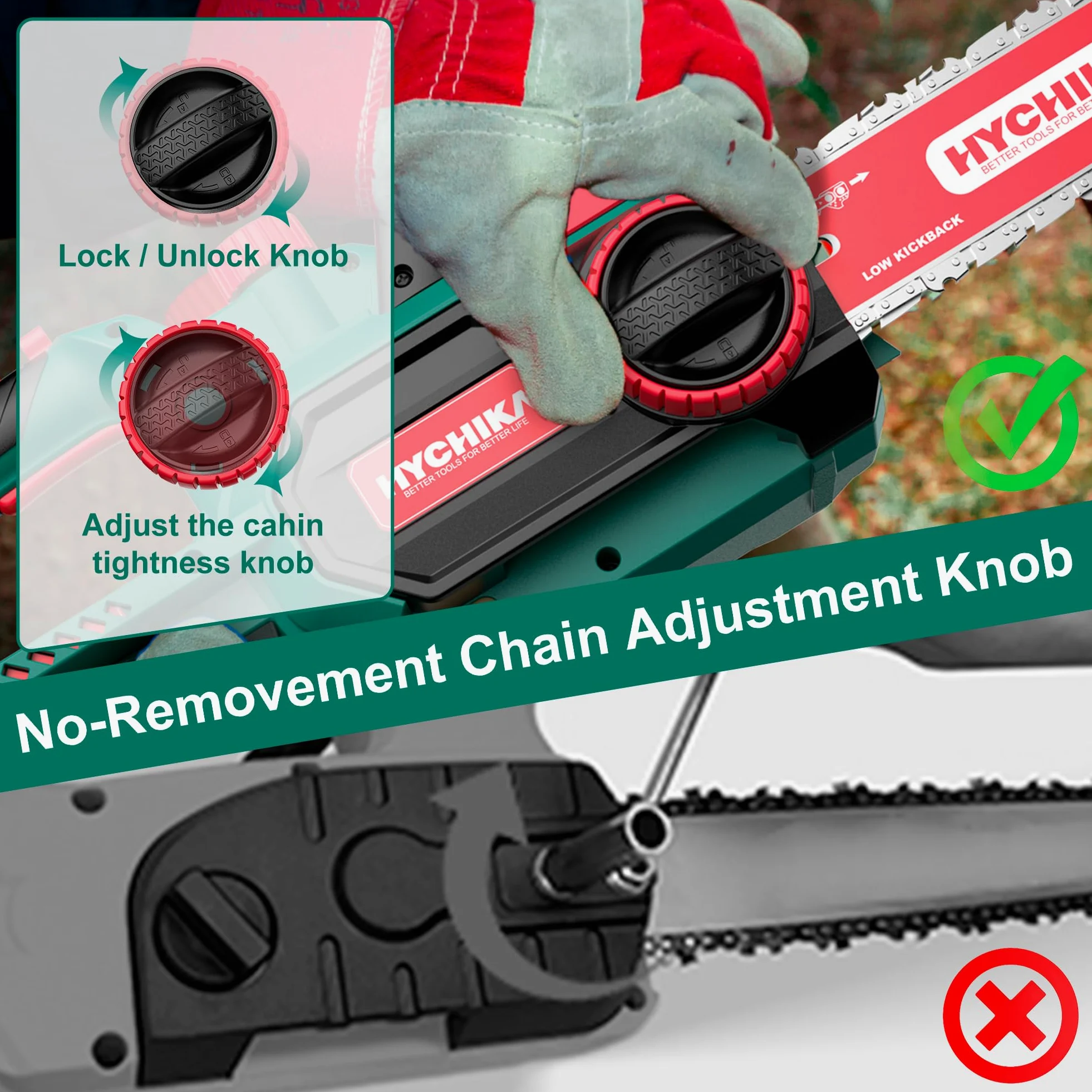 HYCHIKA – Tronçonneuse électrique avec chaîne de 25,4 cm, scie à chaîne sans fil 18 V avec batterie de 4000 mAh et chargeur, scies électriques pour couper le bois et les arbres, scie à arbre à essence