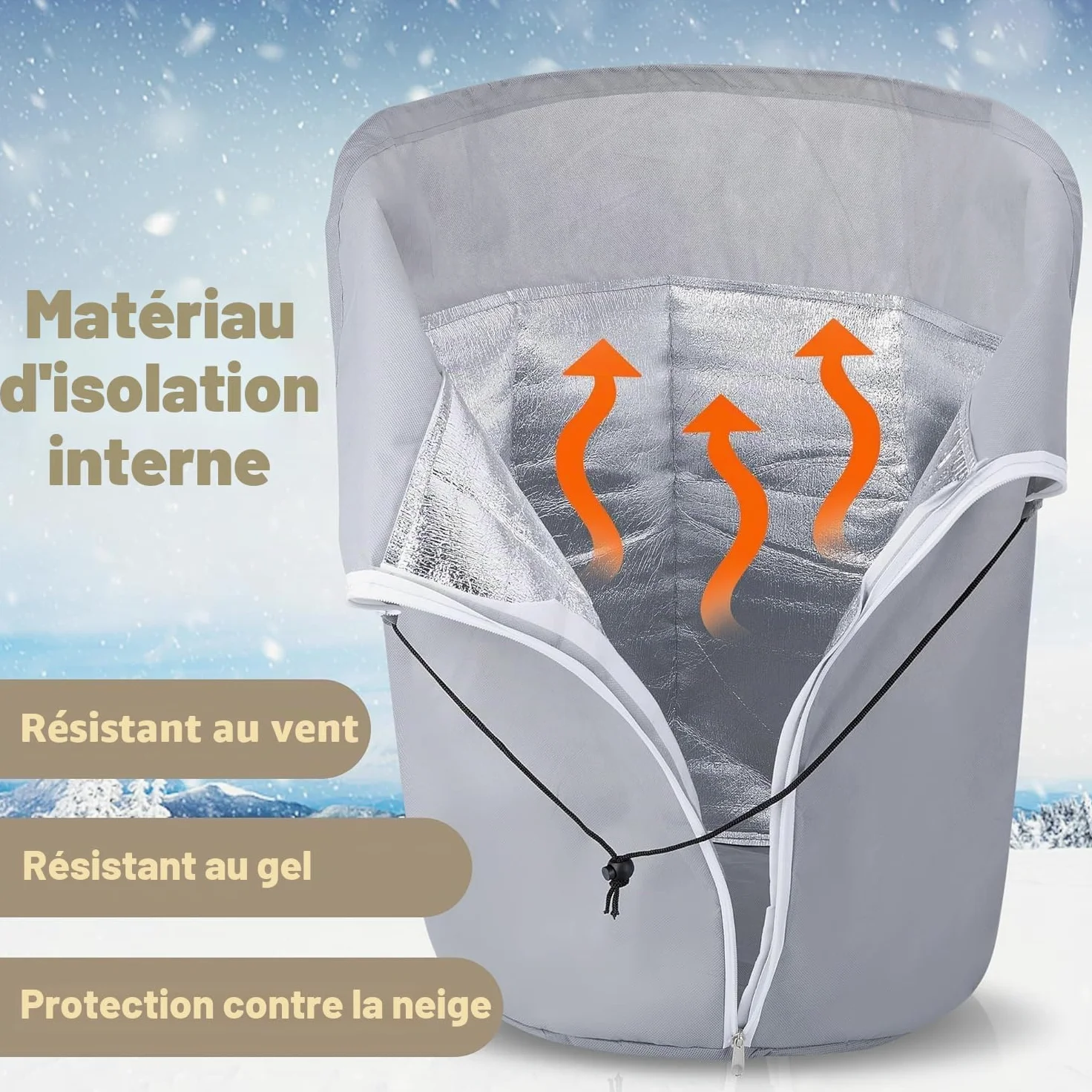 GIONAR 2 Pièces Protege Pot Exterieur - Protection Pot de Fleur Hiver - Housse Hivernage Plante en Pot Réutilisable 70x65cm Grise