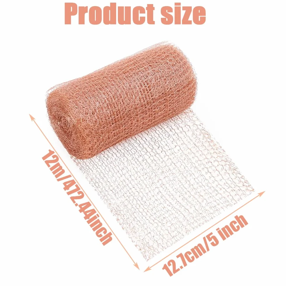 Maille de cuivre 12.7cm*12m Grillage Anti Rongeur Filet Anti limaces Protection Jardin