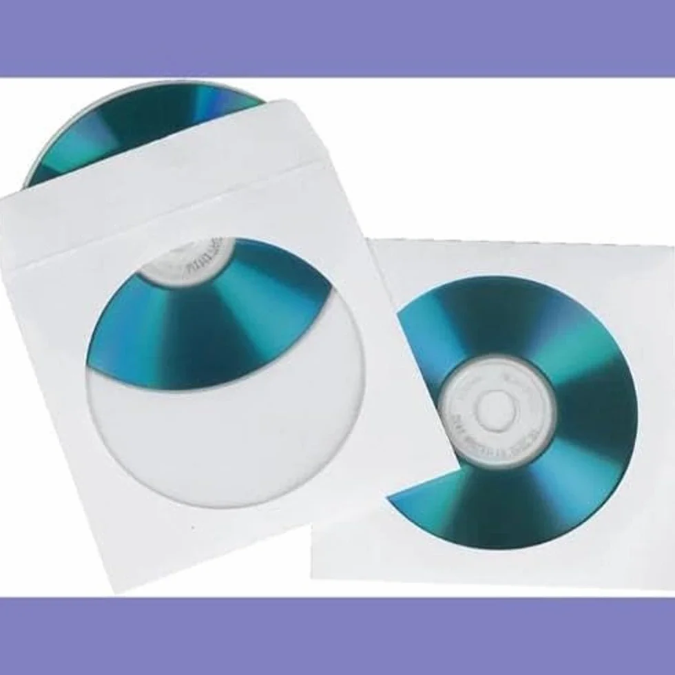 Hama Pochettes de Protection Papier pour CD DVD Blu-Ray Lot de 50 Blanc Transparent