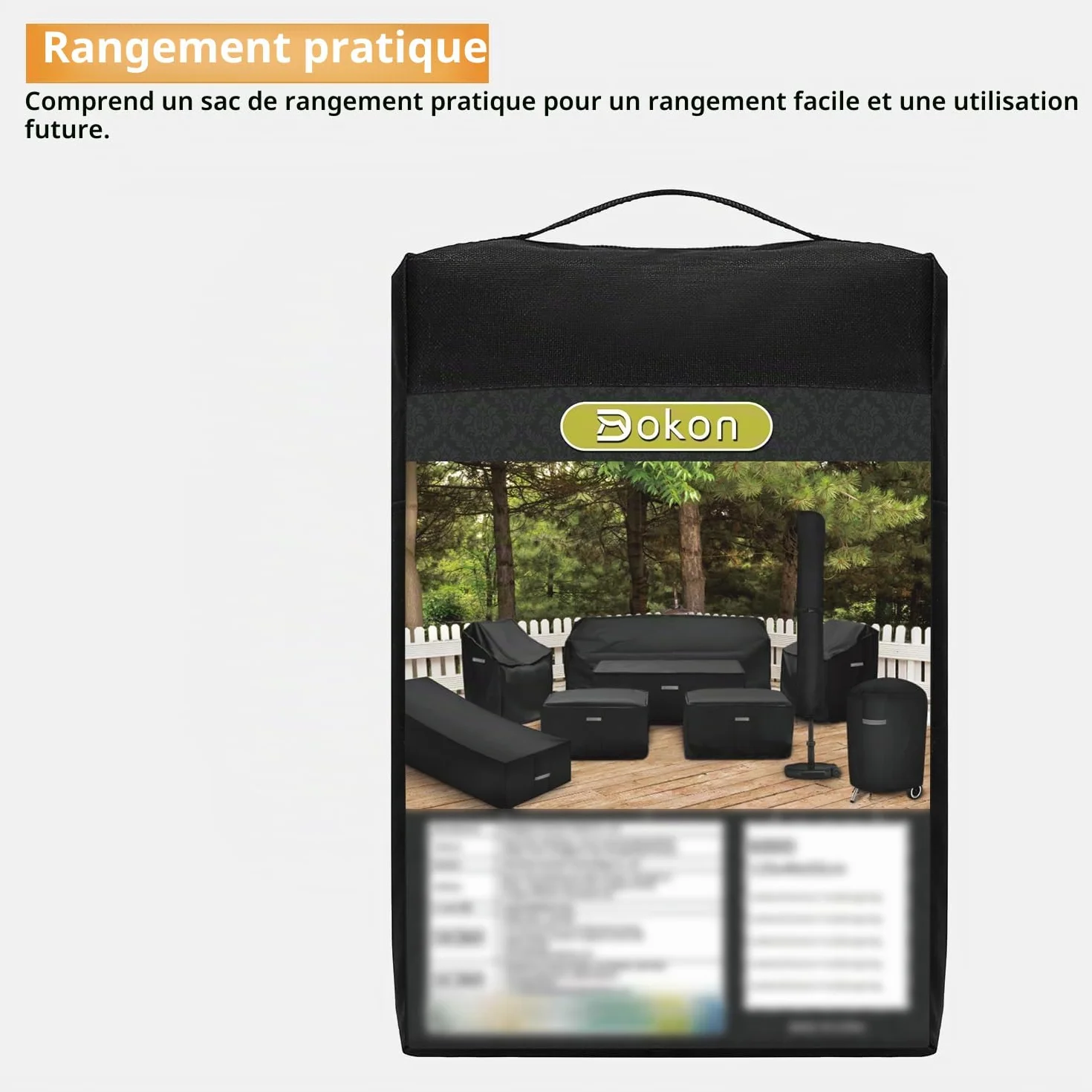 Dokon Housse Banc de Jardin 3 Places Imperméable Protection Extérieur Tissu Oxford 420D Anti-UV Noir 163x66x63/89cm