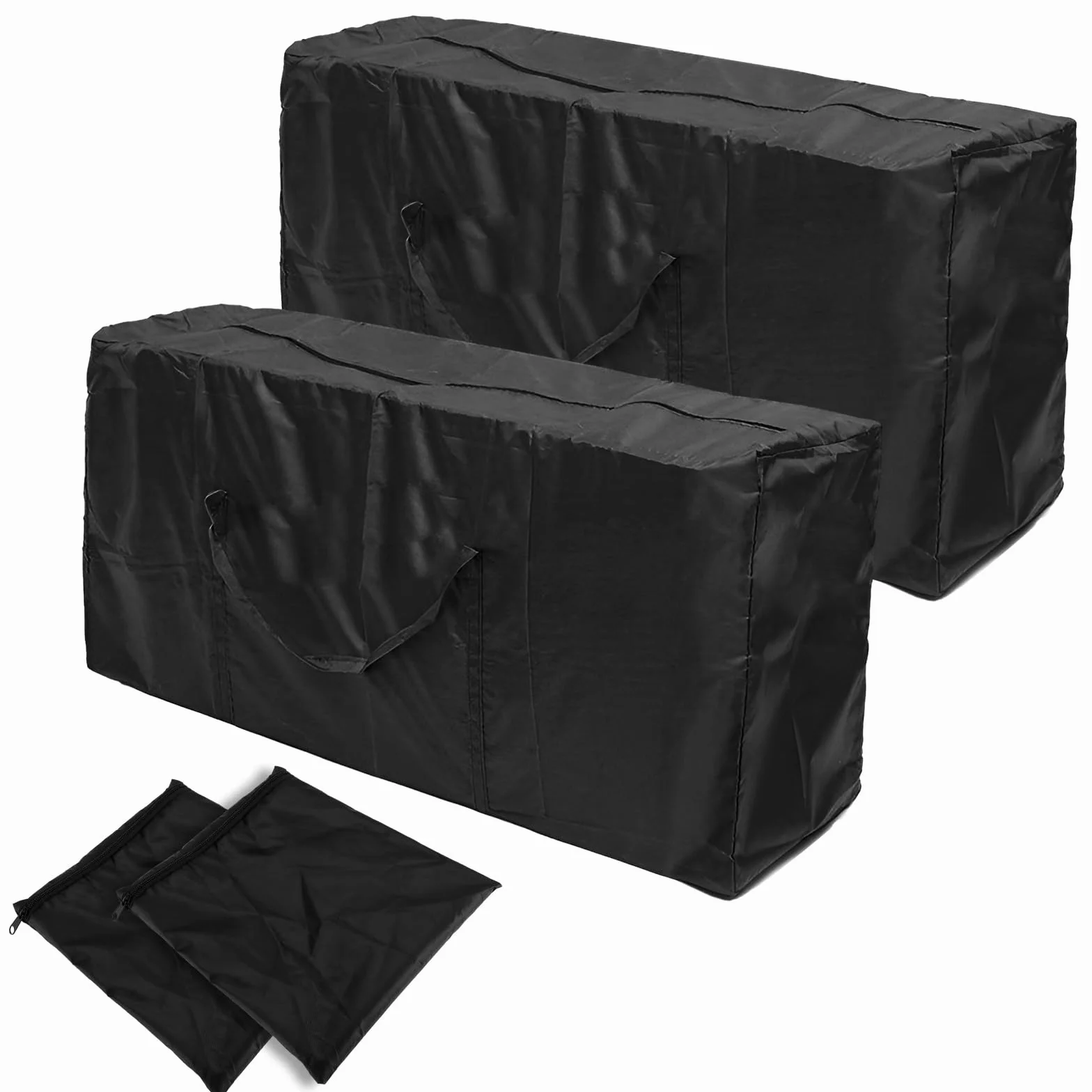 STARVAST Lot de 2 Sacs de Rangement pour Coussins de Jardin - Housse de Protection Oxford avec Poignée - Noir 173 cm