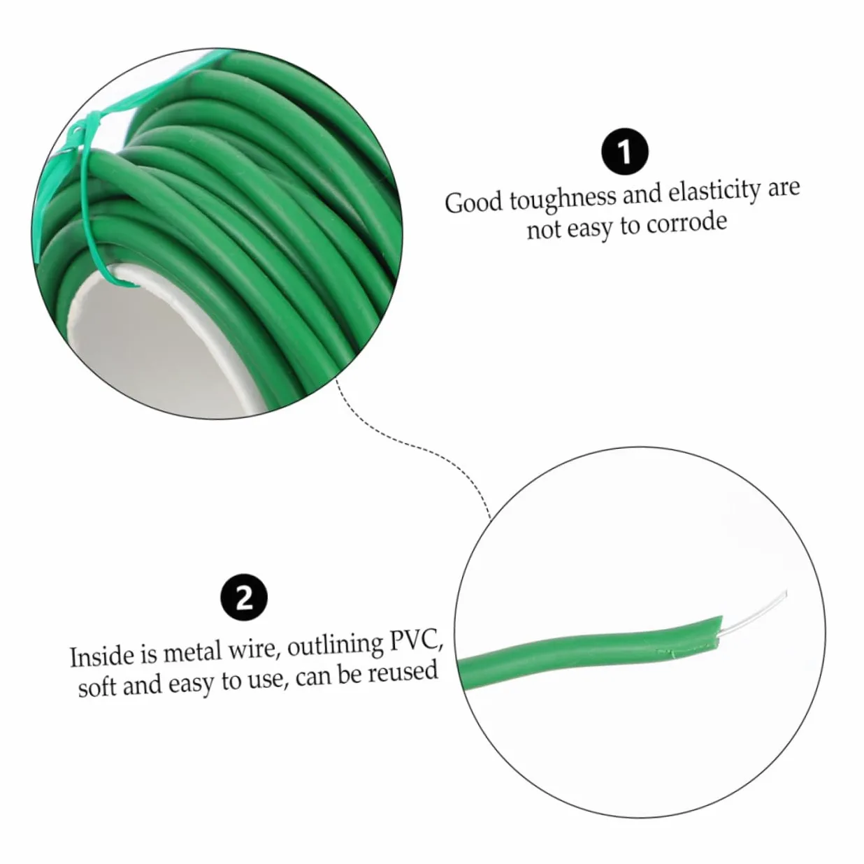 DOITOOL Liens de Fixation Flexibles pour Plantes Grimpantes et Jardinage, 2 Rouleaux 3,5 Mm X 20 M, Attaches Clips Câbles Résistantes en TPR pour Vigne, Arbustes et Treillis Extérieur