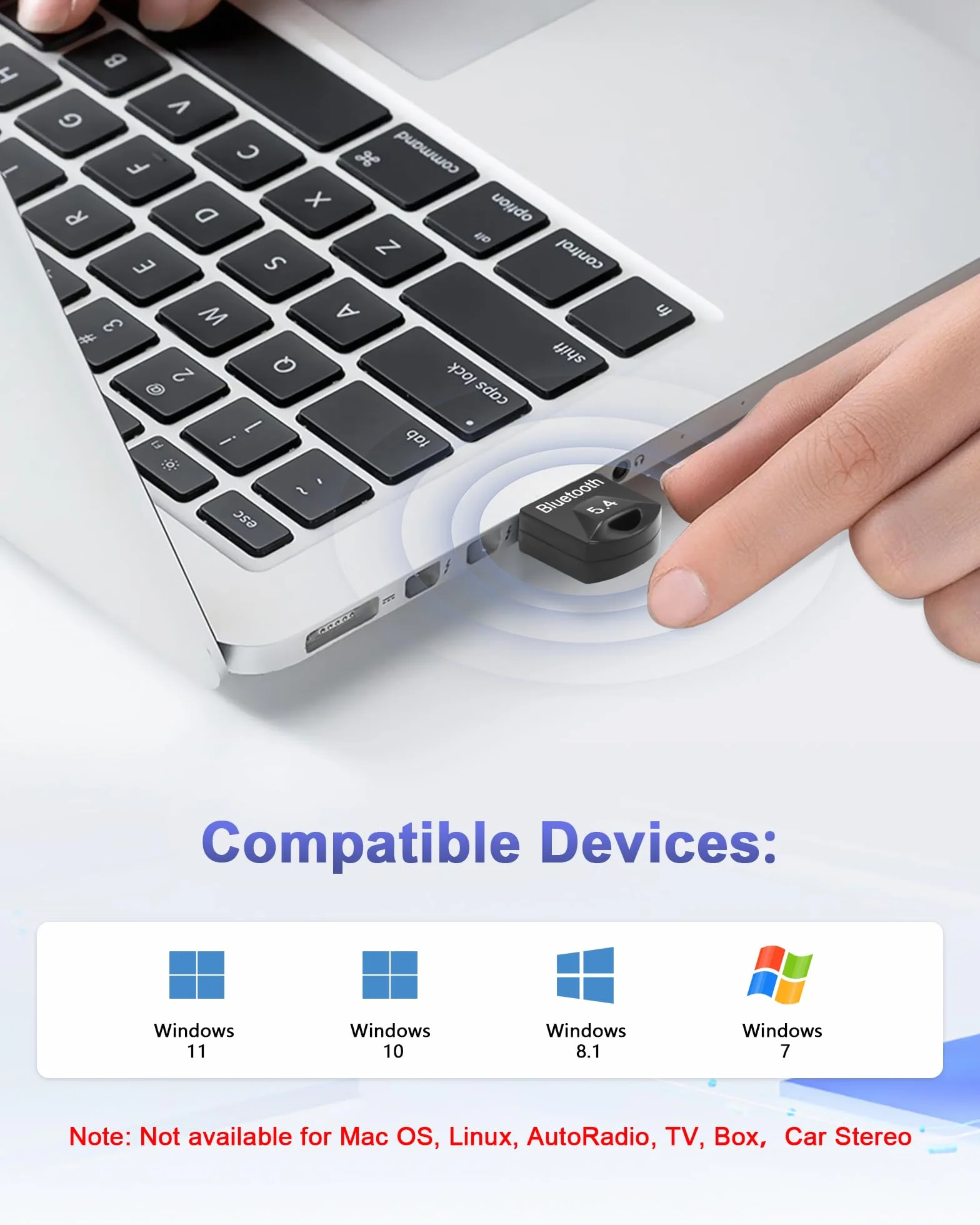 RUIZHI Adaptateur Bluetooth USB 5.4 Dongle pour PC Casque Souris Clavier Windows 11/10/8.1/7