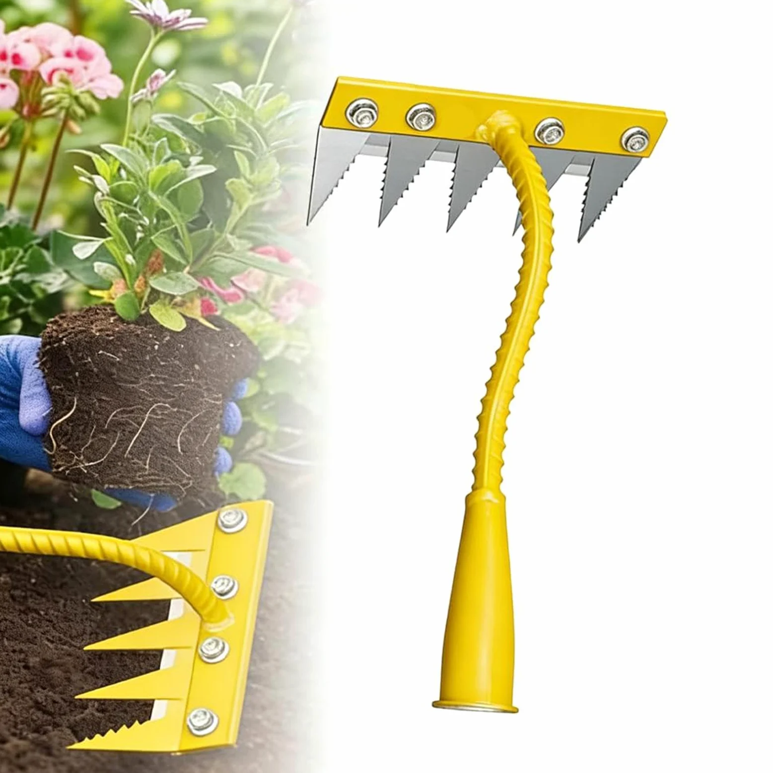 Générique Râteau de Jardin Outil d'ameublissement du Sol Robuste | Désherbeurs manuels Pour une utilisation en extérieur : jardin, pelouse, cour, parterre de fleurs, serre, pépinière, verger,
