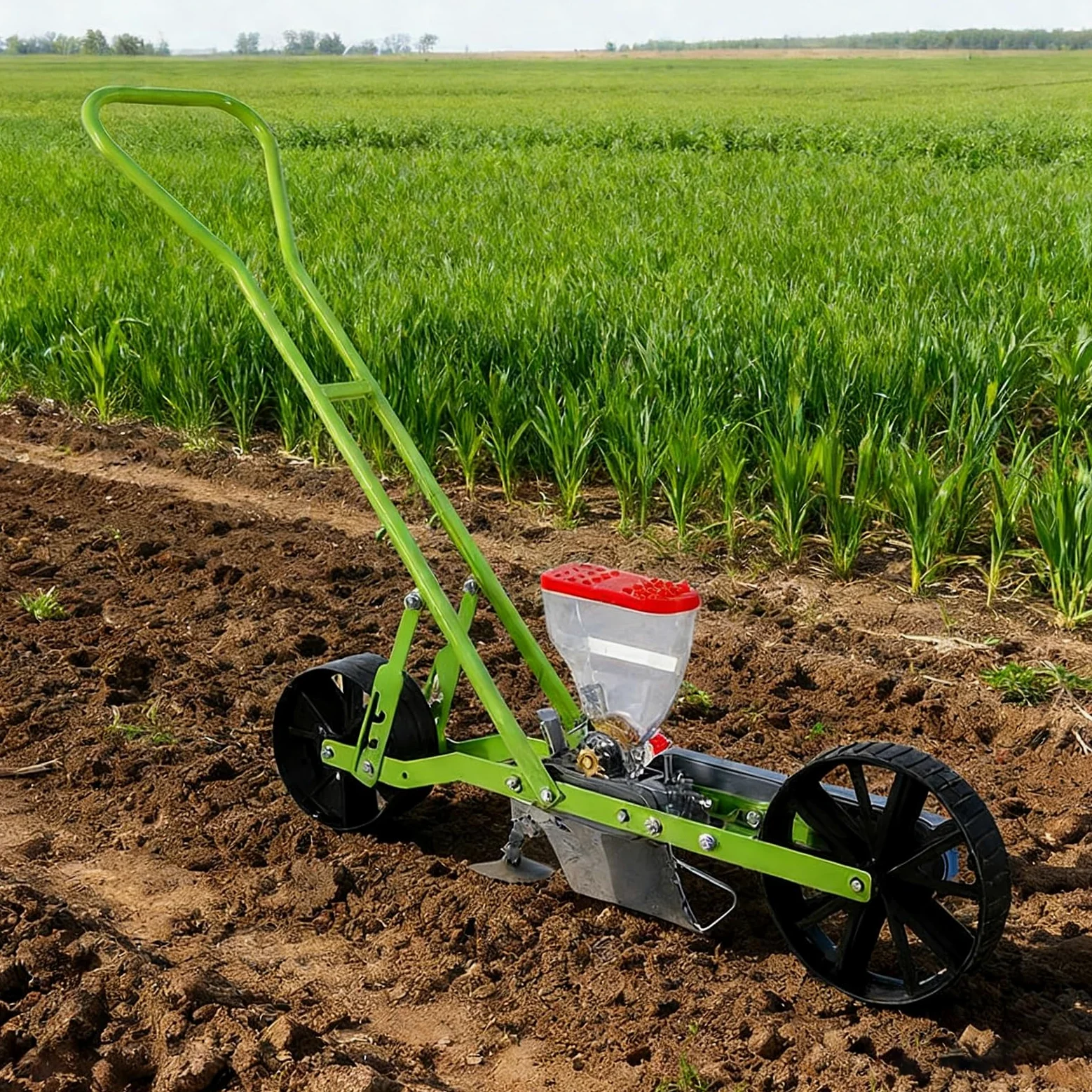 Semoir manuel réglable et jardinière à pousser à la main – Parfait pour les cacahuètes, le maïs et plus encore – Épandeur portatif efficace avec espacement des rangées et profondeur personnalisables