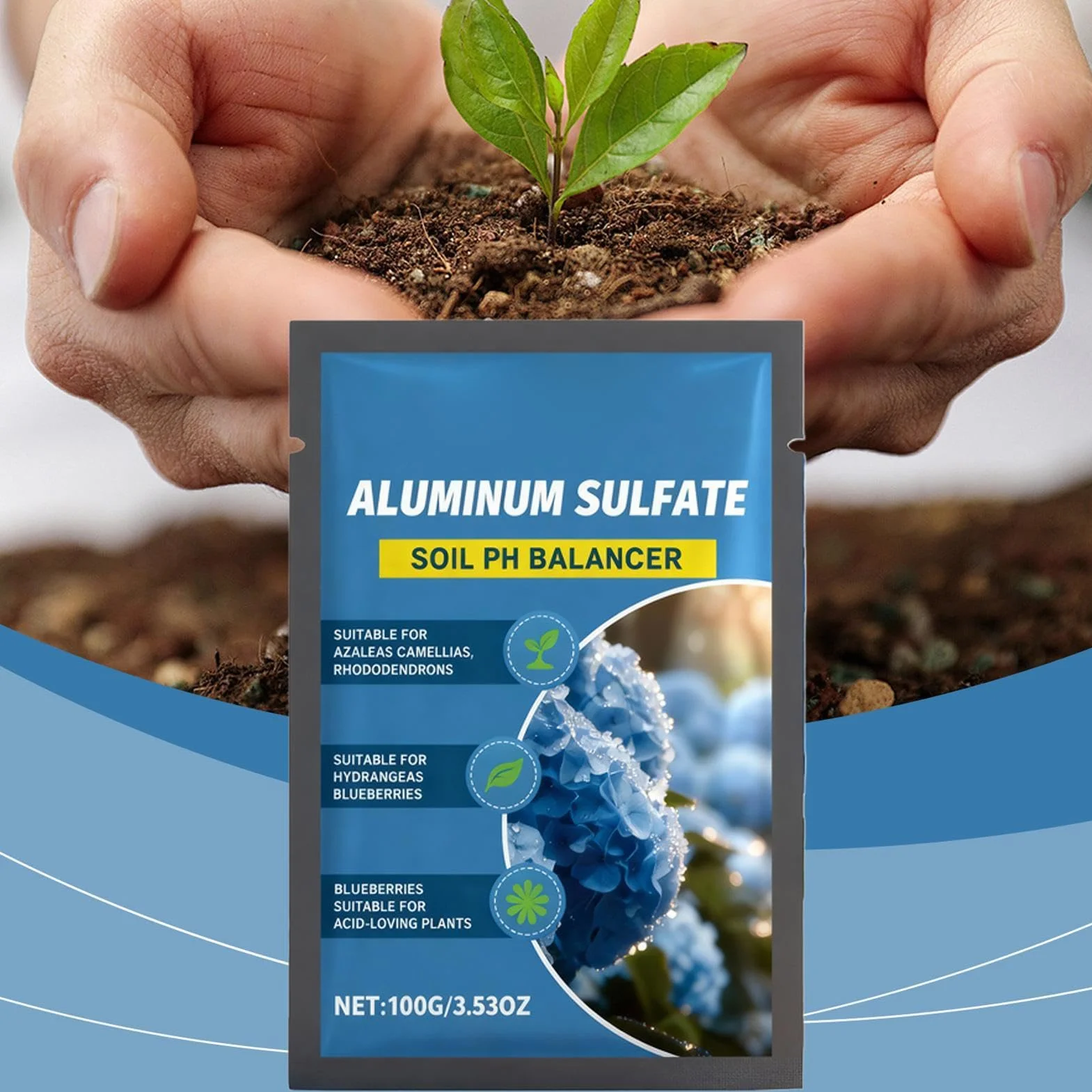 D'engrais Pour Hortensia Devenir Bleu 14x20 Cm Hydrangea Blueing Plant Acidifiant Amendements Doux Abaisseur PH Du Sol En Sulfate D'aluminium Jardins Et Étangs