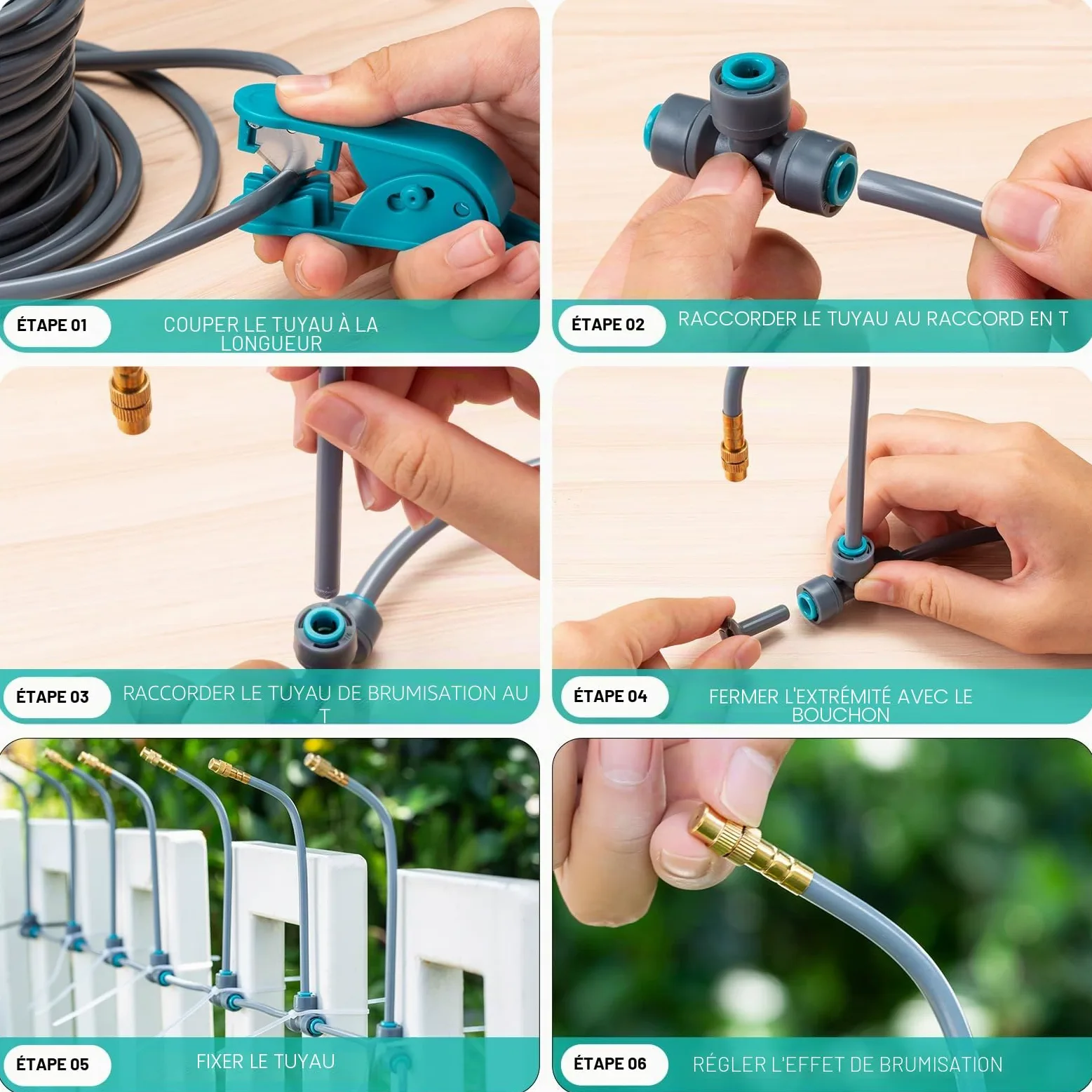 Système d'irrigation automatique de jardin à 360°, irrigation goutte à goutte avec contrôle précis du débit, système d'arrosage système de refroidissement pour serre, parterre surélevé, terrasse