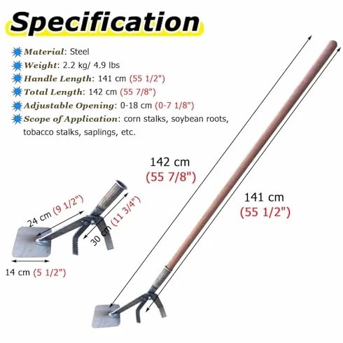 Outil Robuste d'arrachage de Jeunes Arbres, arrache-souches Ergonomique avec Griffe dentelée réglable, Conception à Levier Vertical pour Un désherbage et Une Extraction des Racines faciles.