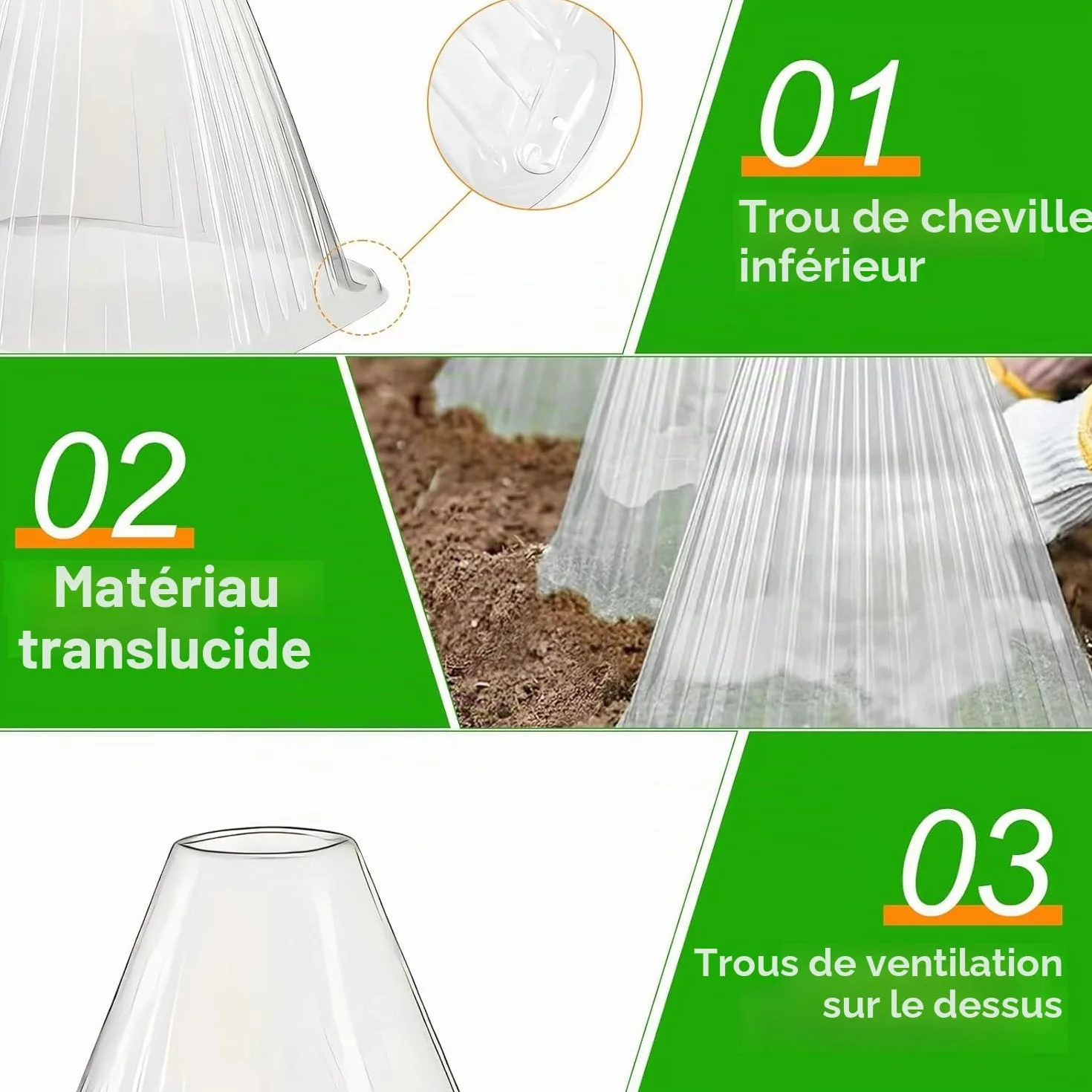 KAHEIGN 20 Pièces Cloches pour Plantes de Jardin 22CM x 19CM Plastique Protection Contre Gel