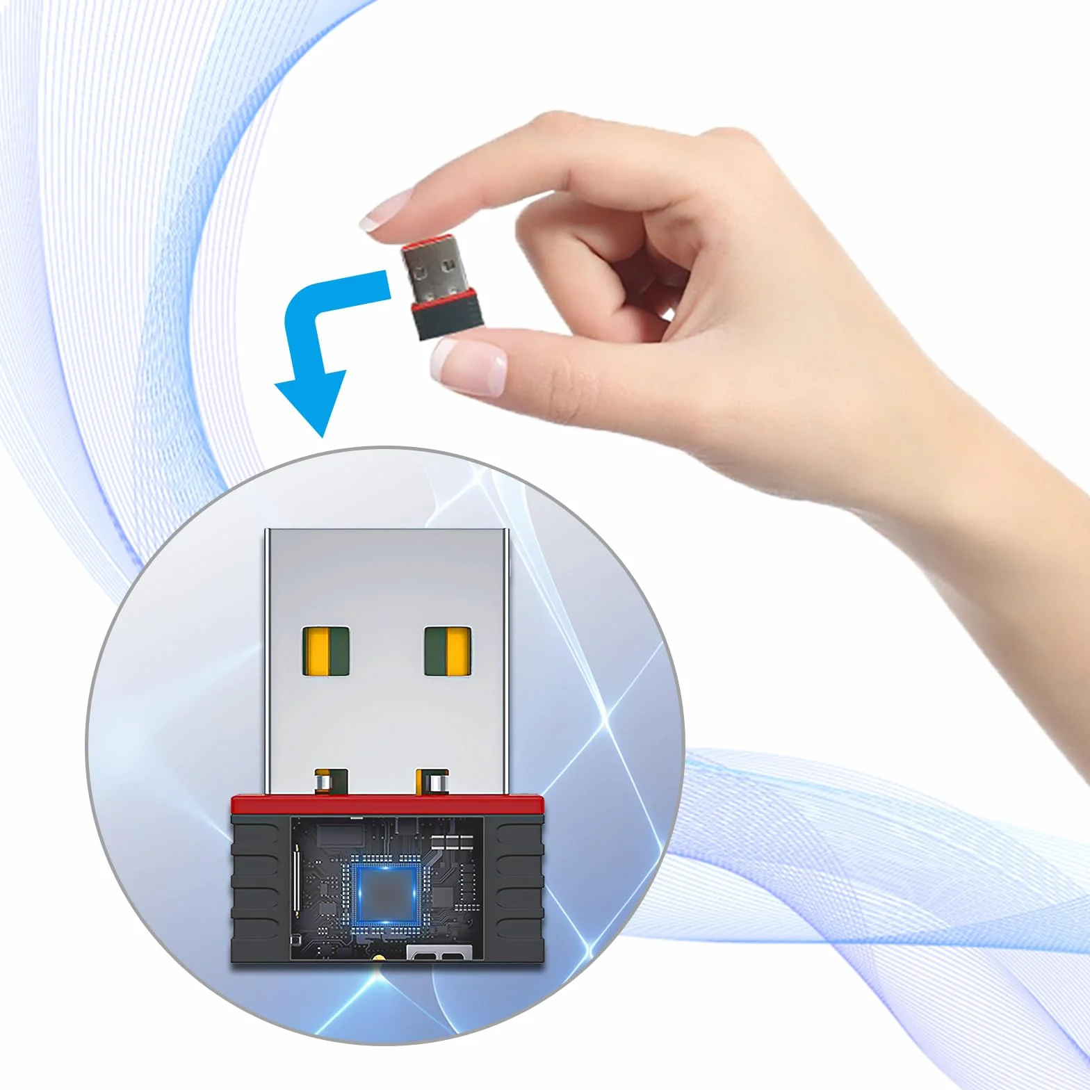 Clé USB WiFi 300Mbps Adaptateur WiFi Mini pour PC Portable TV Compatible Windows Mac OS Linux Noir