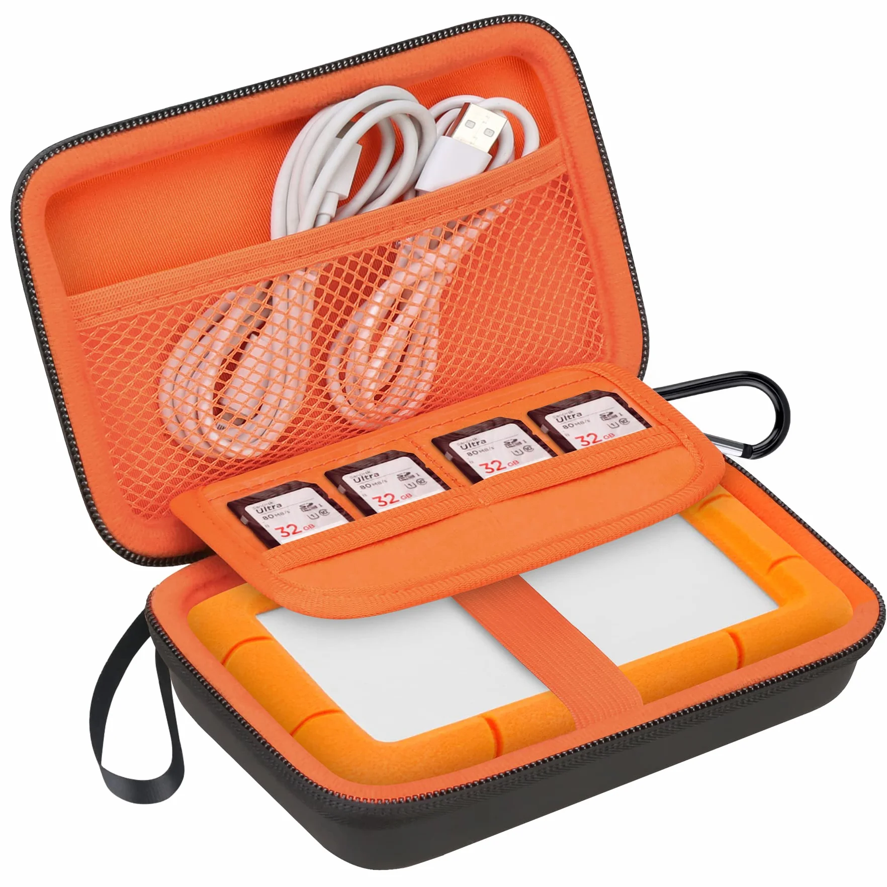 Lacdo Étui de Transport pour Disque Dur LaCie Rugged Mini Thunderbolt USB-C 1TO 2TO 4TO 5TO EVA Antichoc Orange