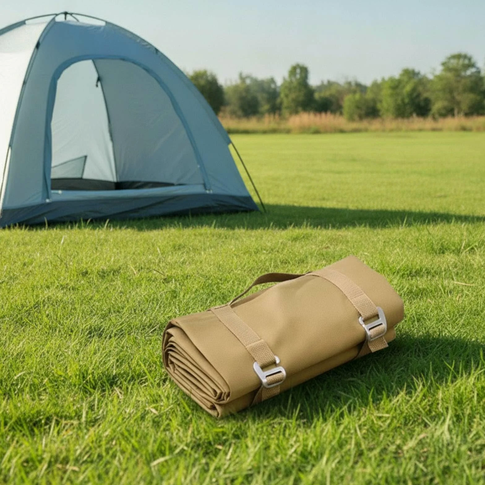 Tapis de Pique-nique Étanche Plaid Couverture Nappe Tapis Tissu Oxford 600D avec PVC Portable avec Poignée Rangement Compact Adapté Jardin Camping Sport en Plein Air, Vert Armée, 210 300CM